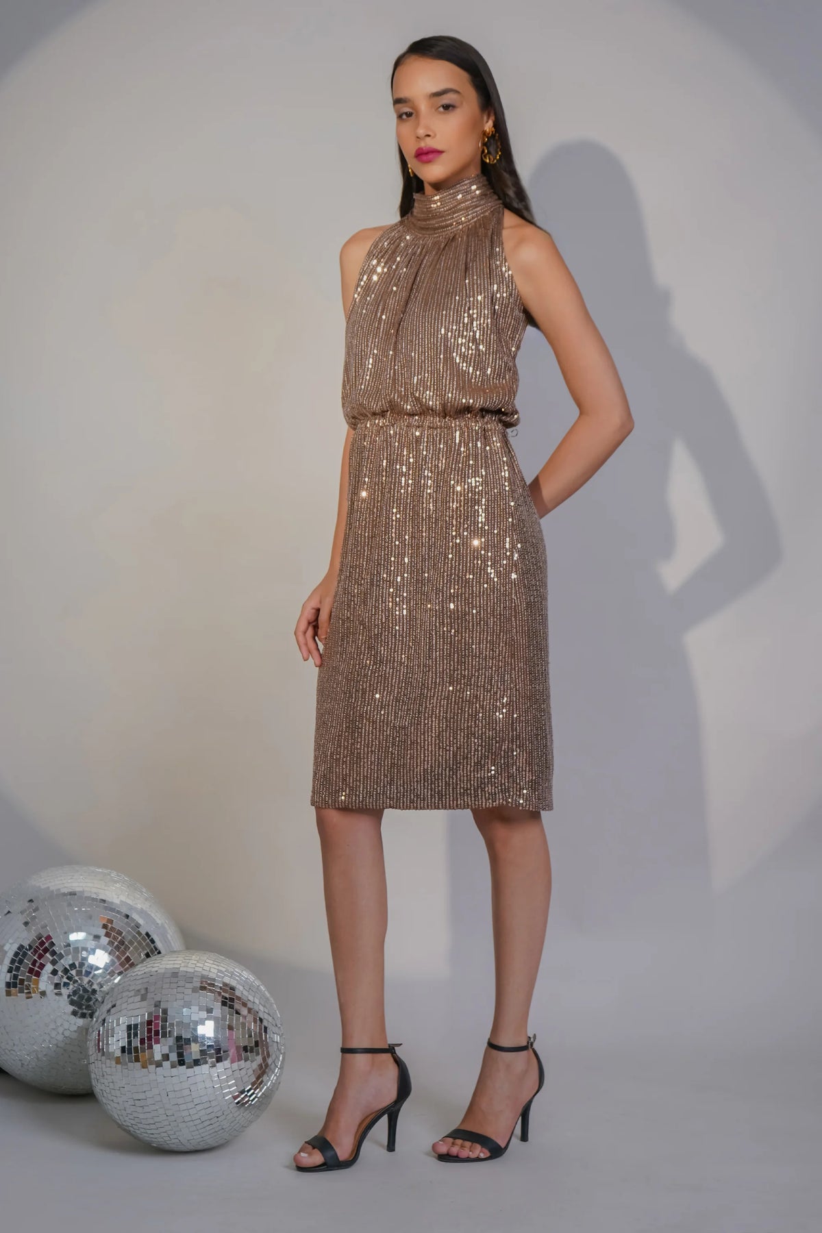 Taareef Sequin Dress, Brown