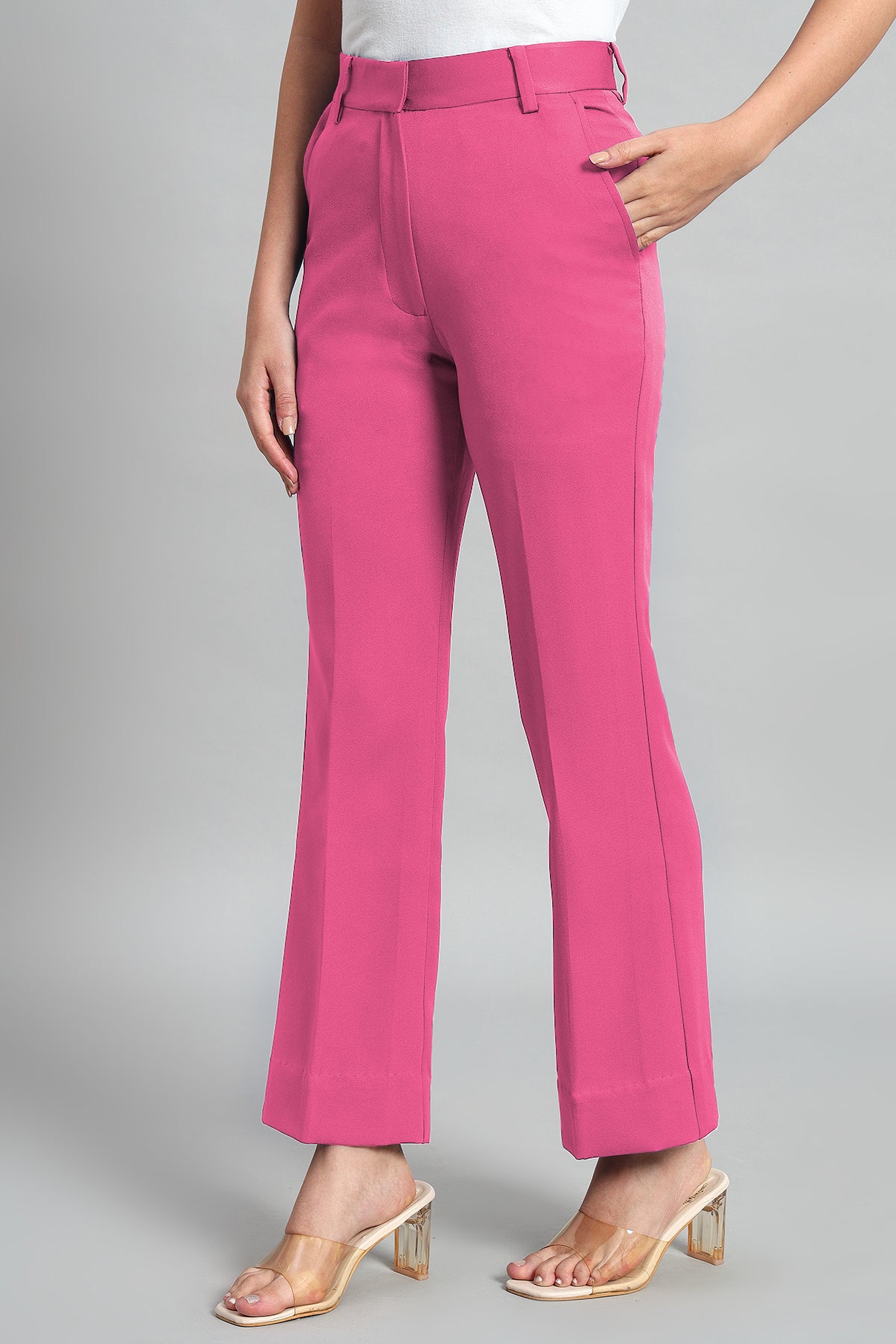 Flared Bootcut Trousers, Pink