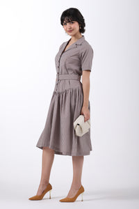 Front Tie-Waist Fit & Flare Midi Dress – Plum