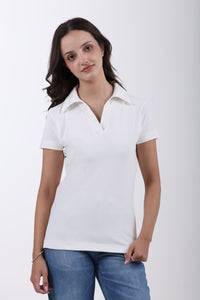 Classic Cotton Polo T-Shirt – White