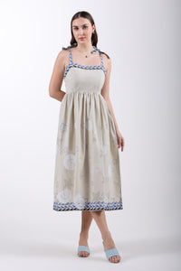 Ocean Breeze Cotton Dress – Sand Print