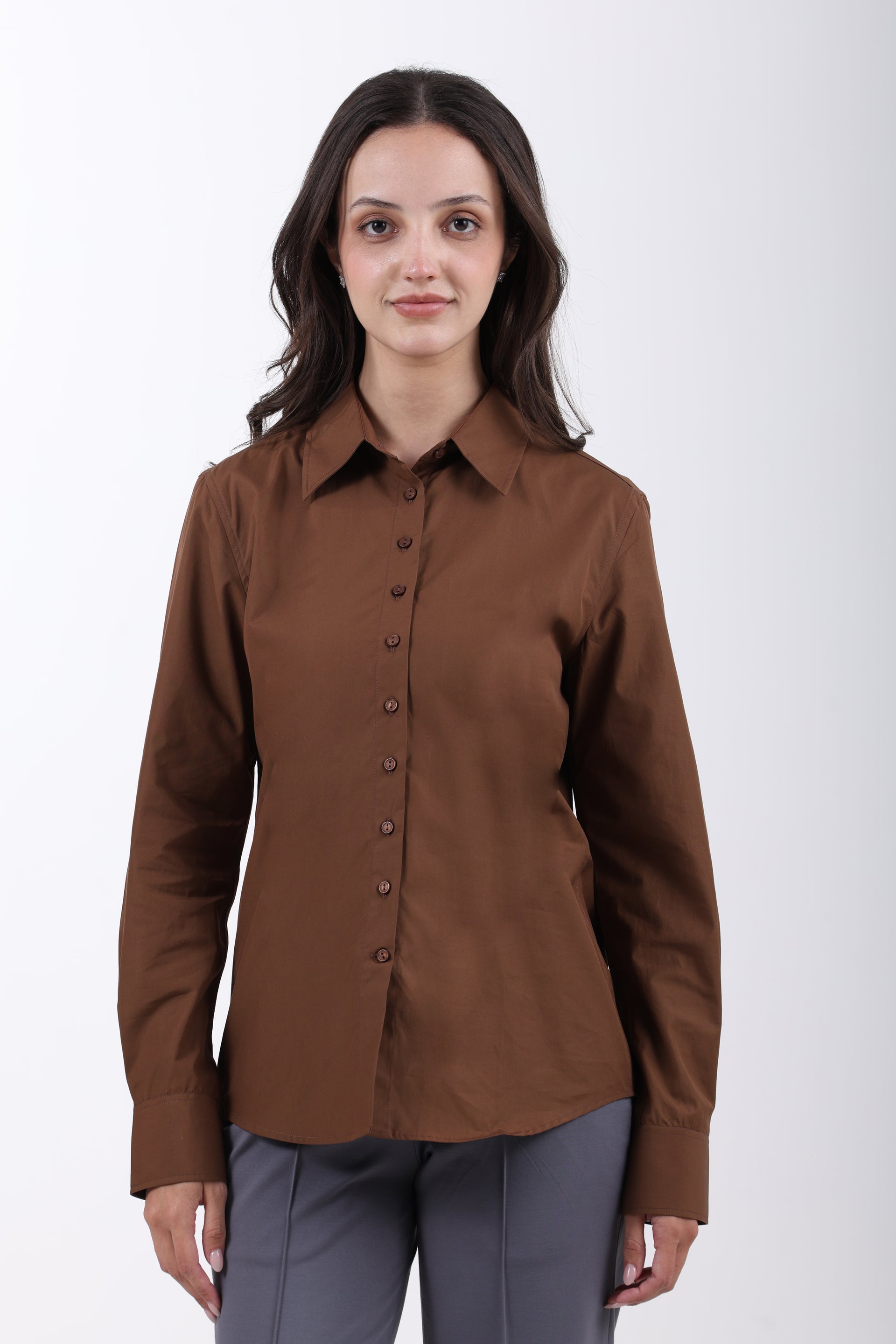 Signature 2-Ply Cotton Regular Fit Shirt – Brown
