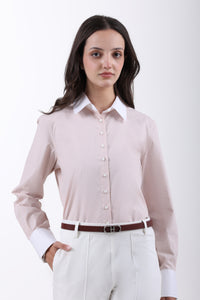 Premium Cotton Contrast Collar Shirt – Pearl Pink