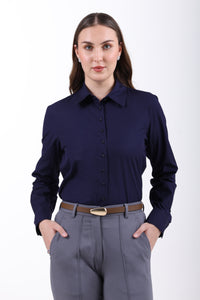 Signature 2-Ply Cotton Regular Fit Shirt – Navy Blue
