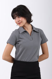 Classic Cotton Polo T-Shirt – Grey