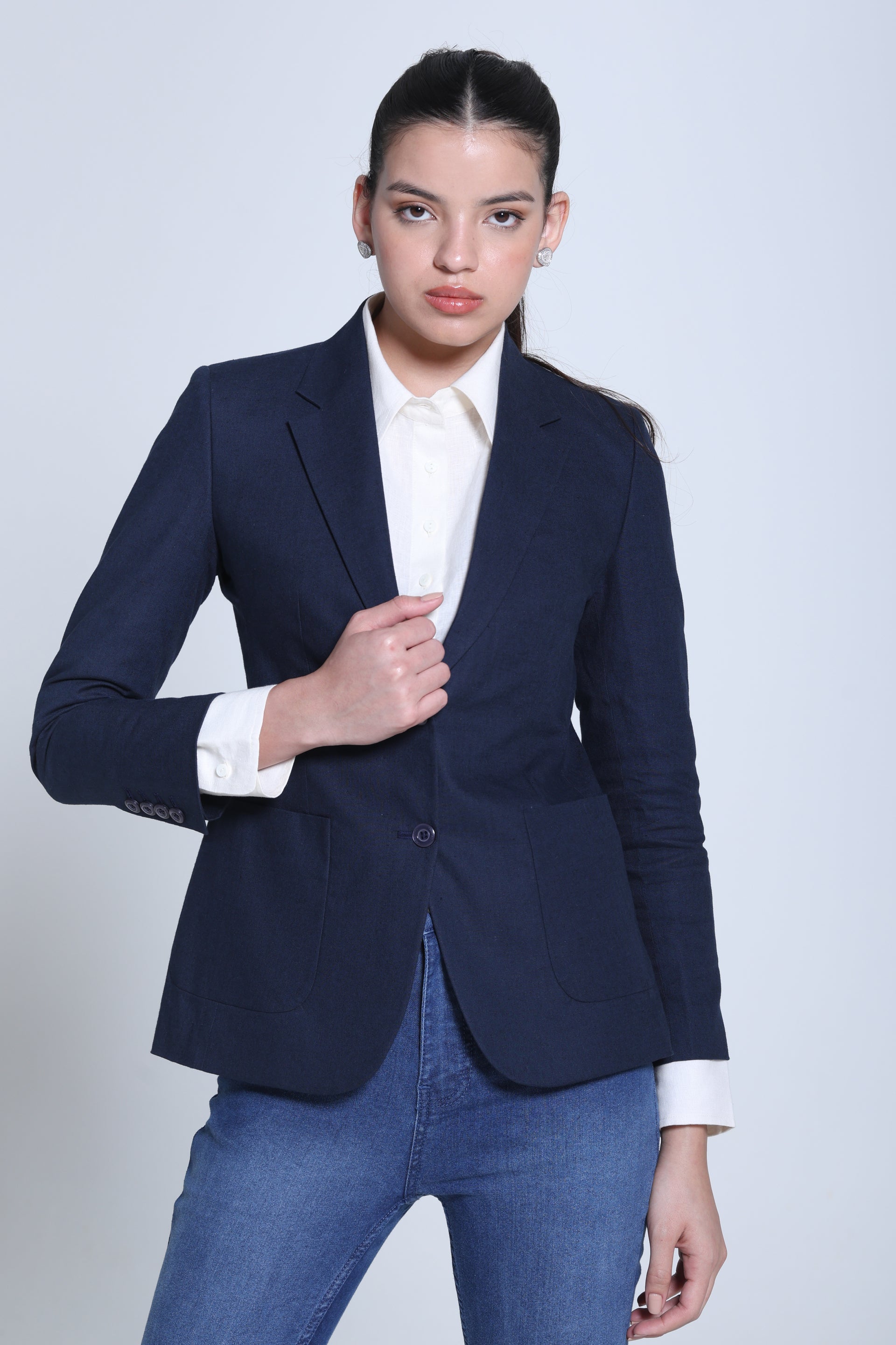 Classic Structure Belgian Linen Blazer – Midnight Navy