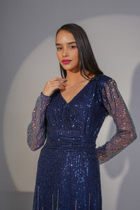 Twinkle Tales Wrap Sequin Dress – Blue