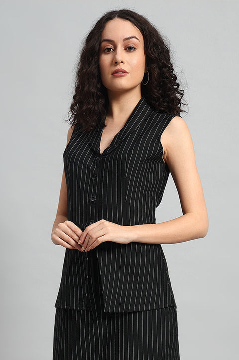 Pinstripe Precision Vest and Skirt Co-ord – Black Pinstripe