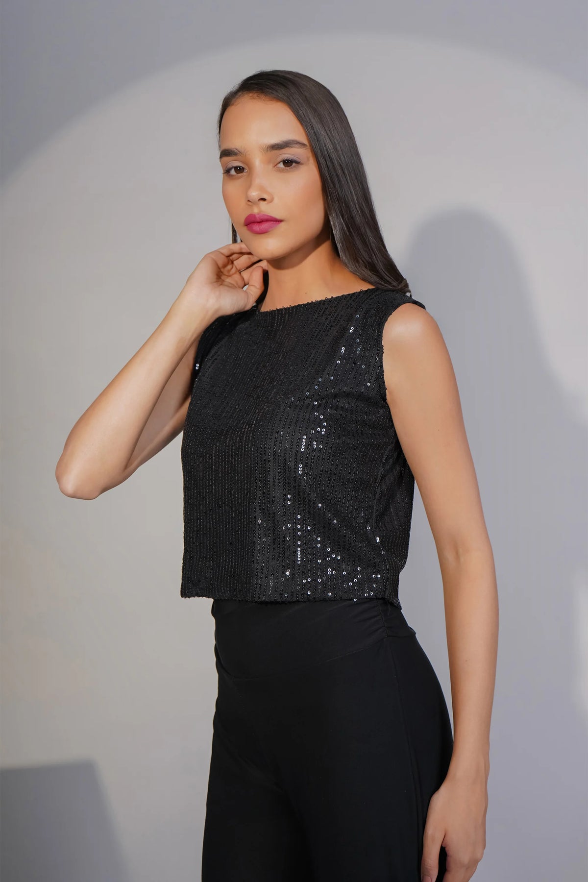 Jashn Sequinned Top, Black