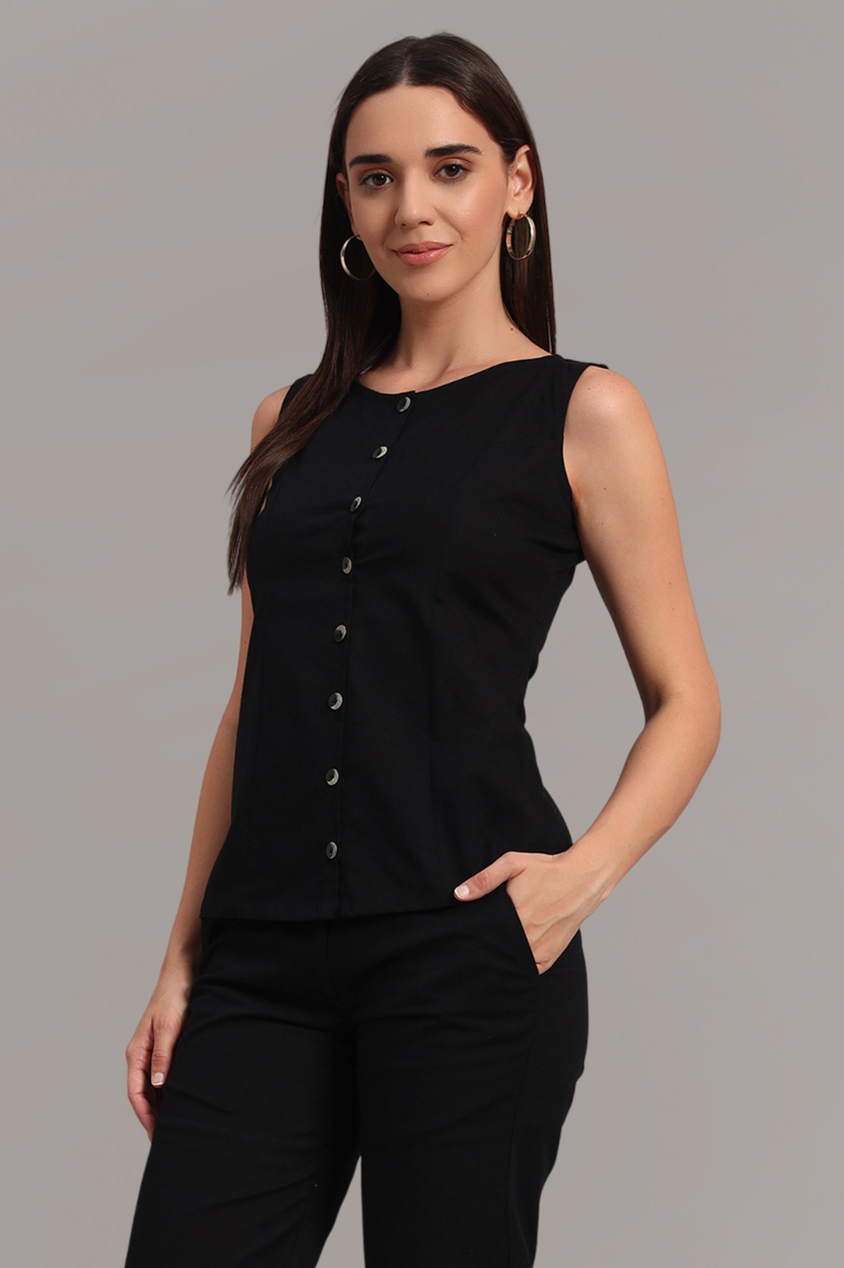 The Summer Ease Set – Black Cotton Linen