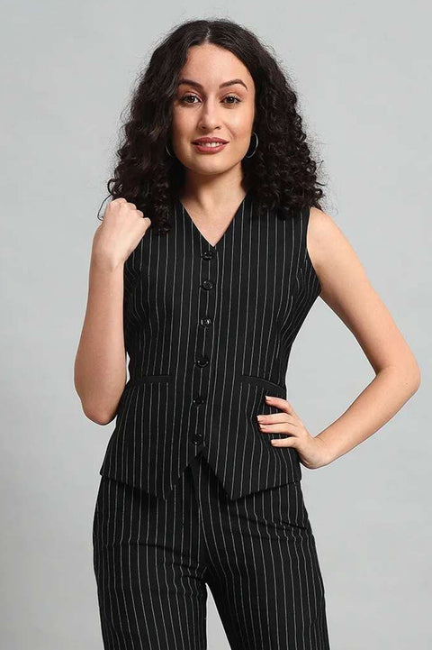 Waistcoat and Pant Co-ord Set – Pinstripe Black