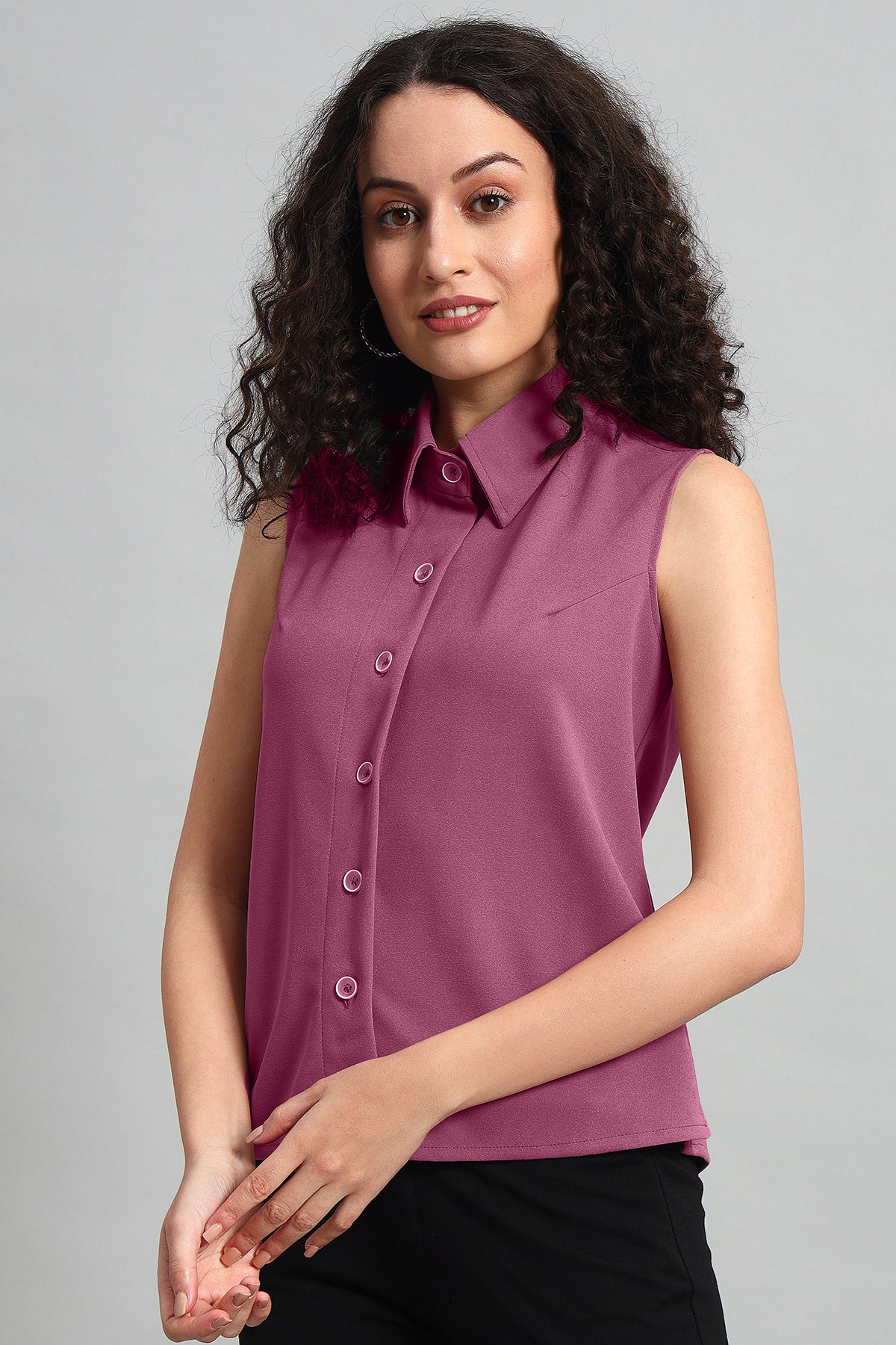 Allure A-Line Collar Top, Dusky Mauve