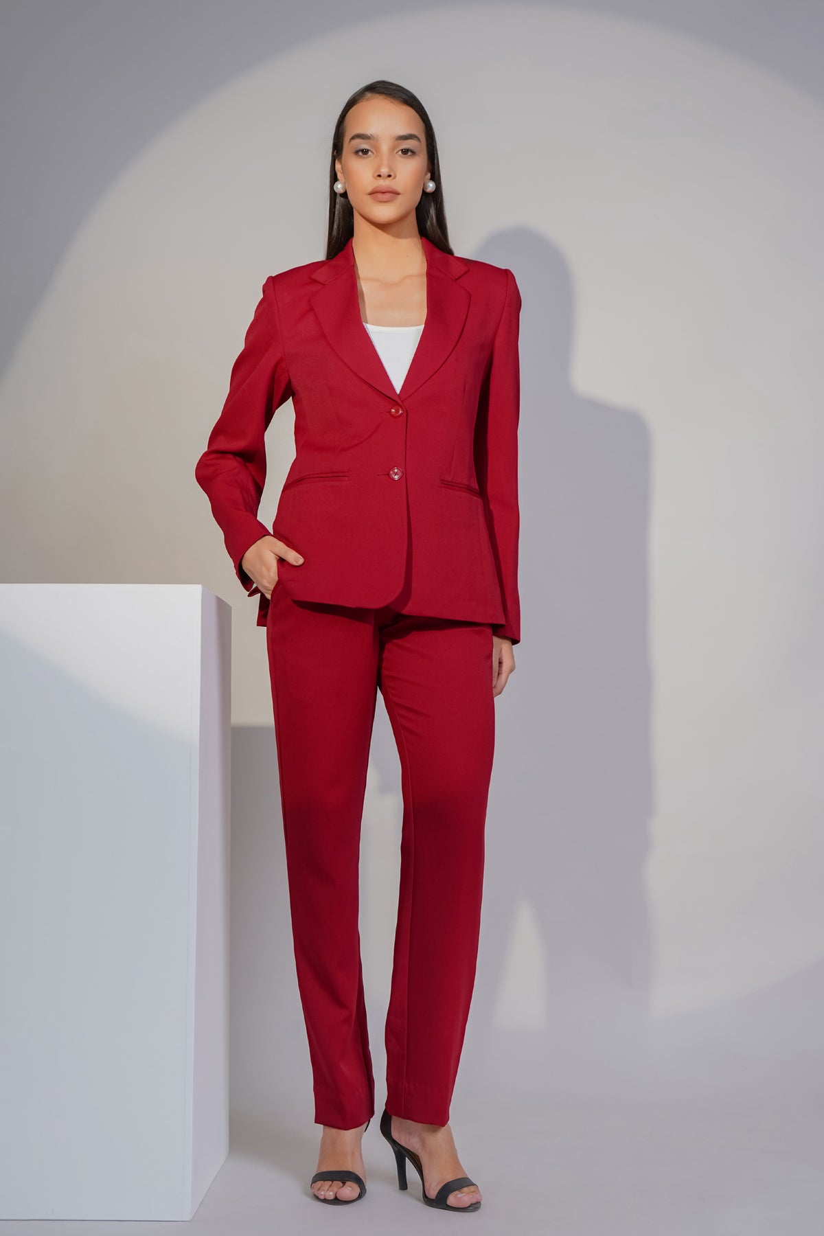 Eternal Office Blazer with Pants Power Suit, Red