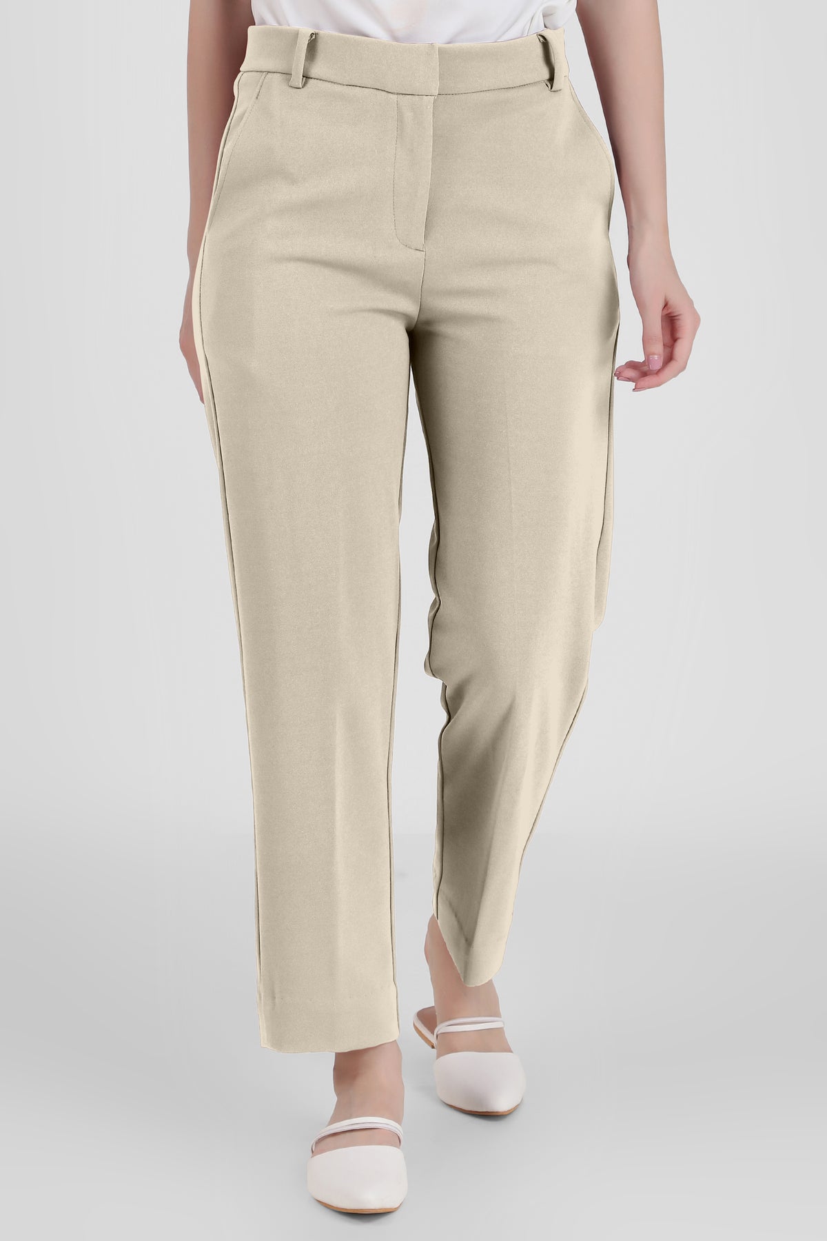 Straight Fit Formal Trousers, Sand