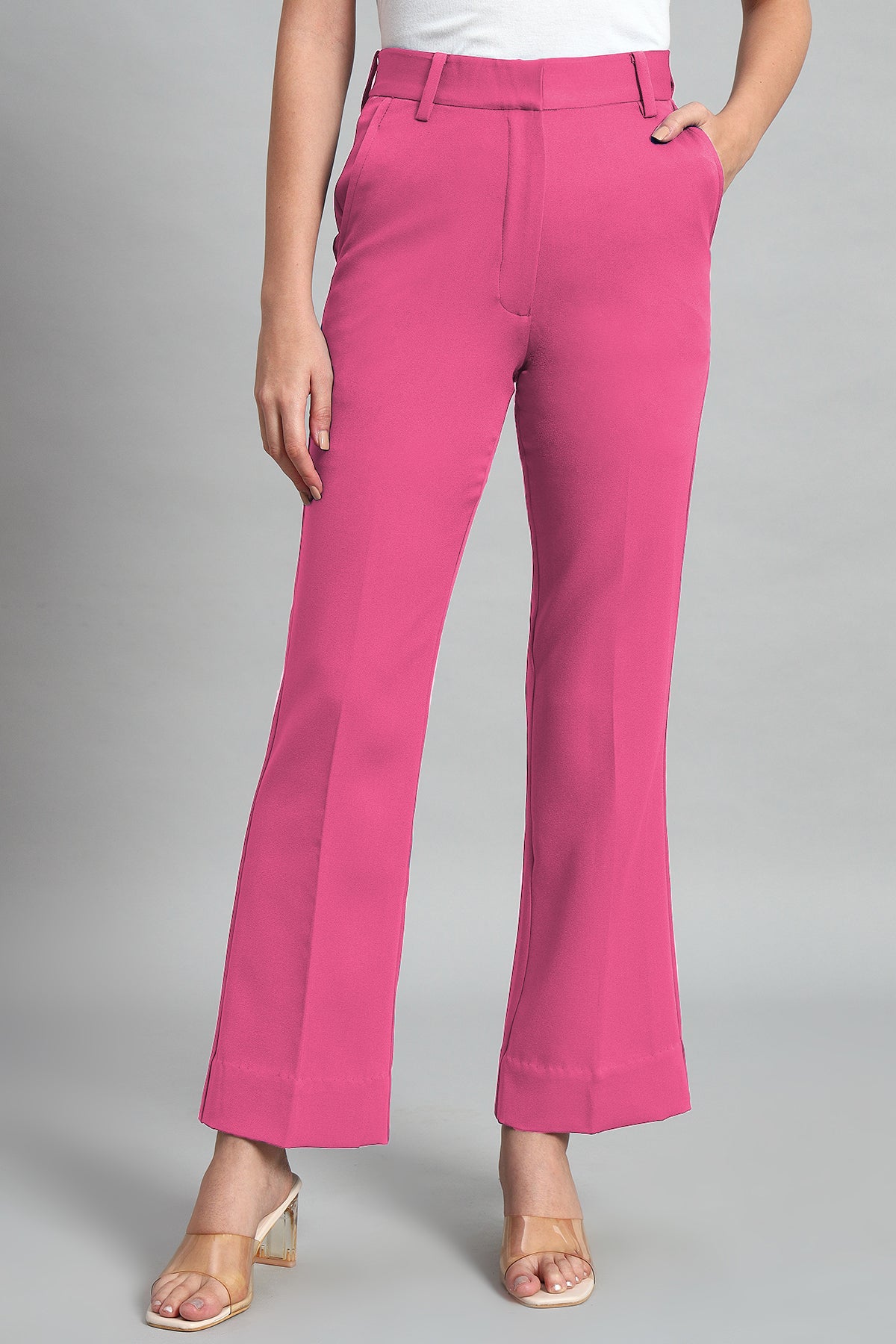 Flared Bootcut Trousers, Pink