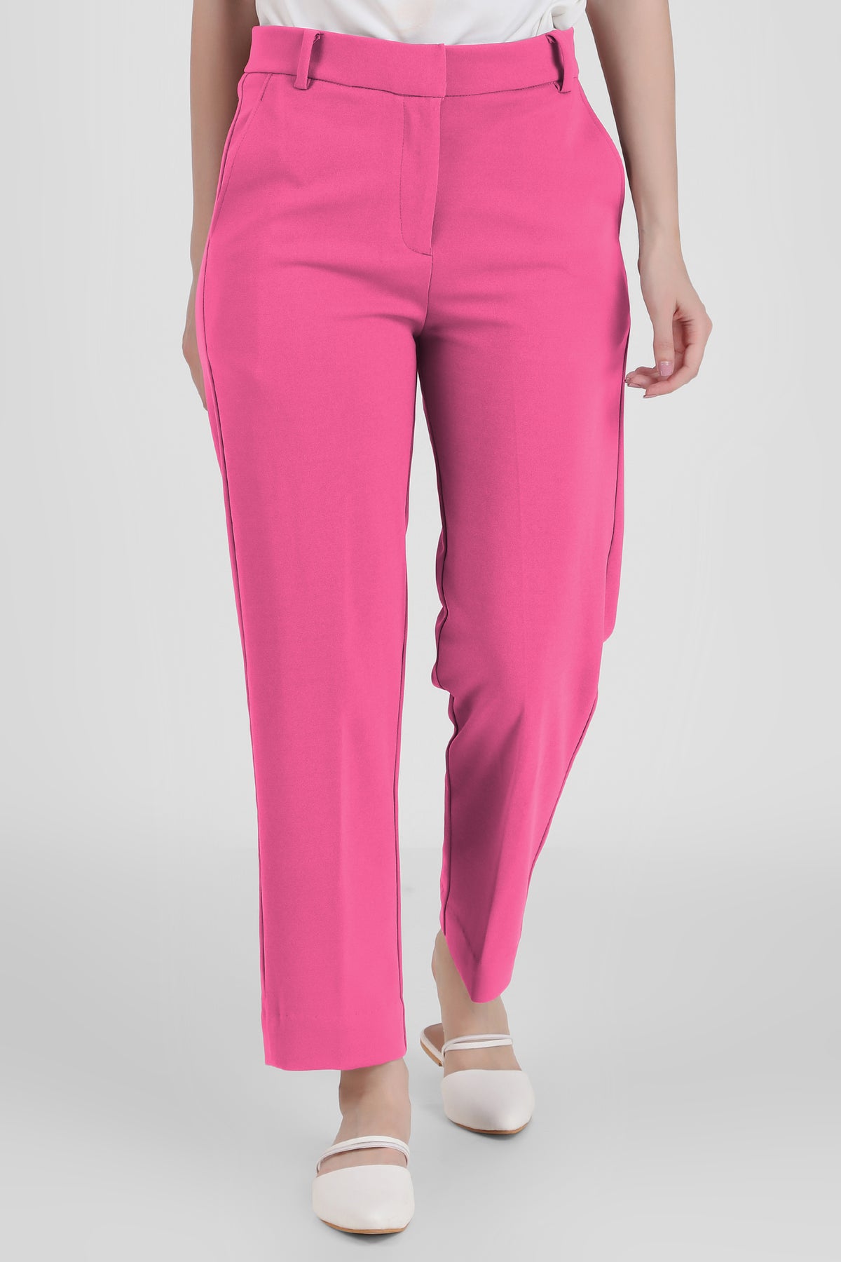 Straight Fit Formal Trousers, Pink