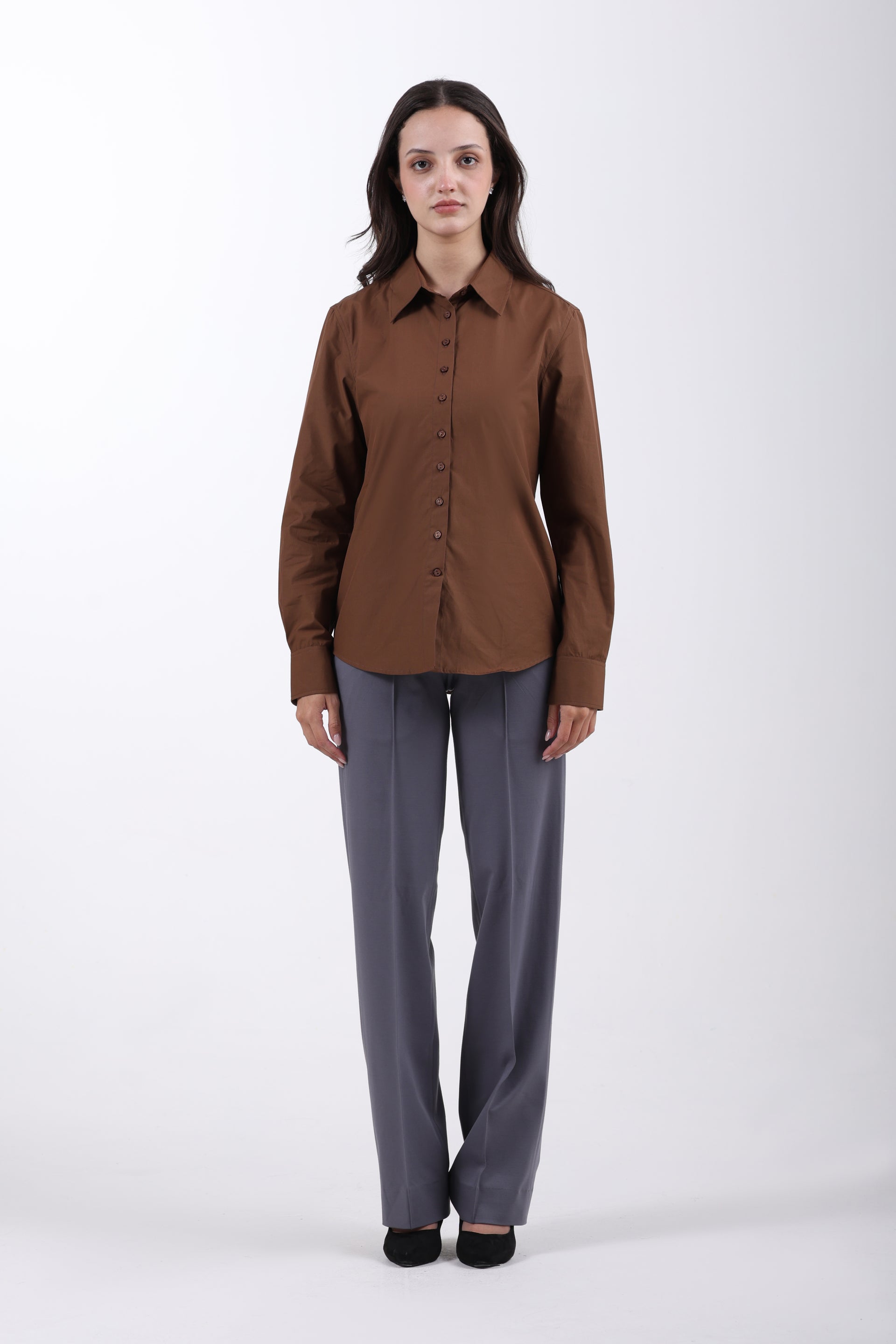 Signature 2-Ply Cotton Regular Fit Shirt – Brown