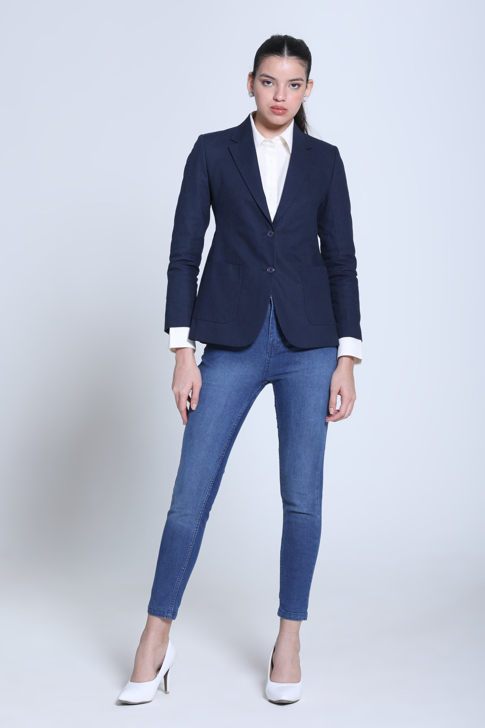 Classic Structure Belgian Linen Blazer – Midnight Navy