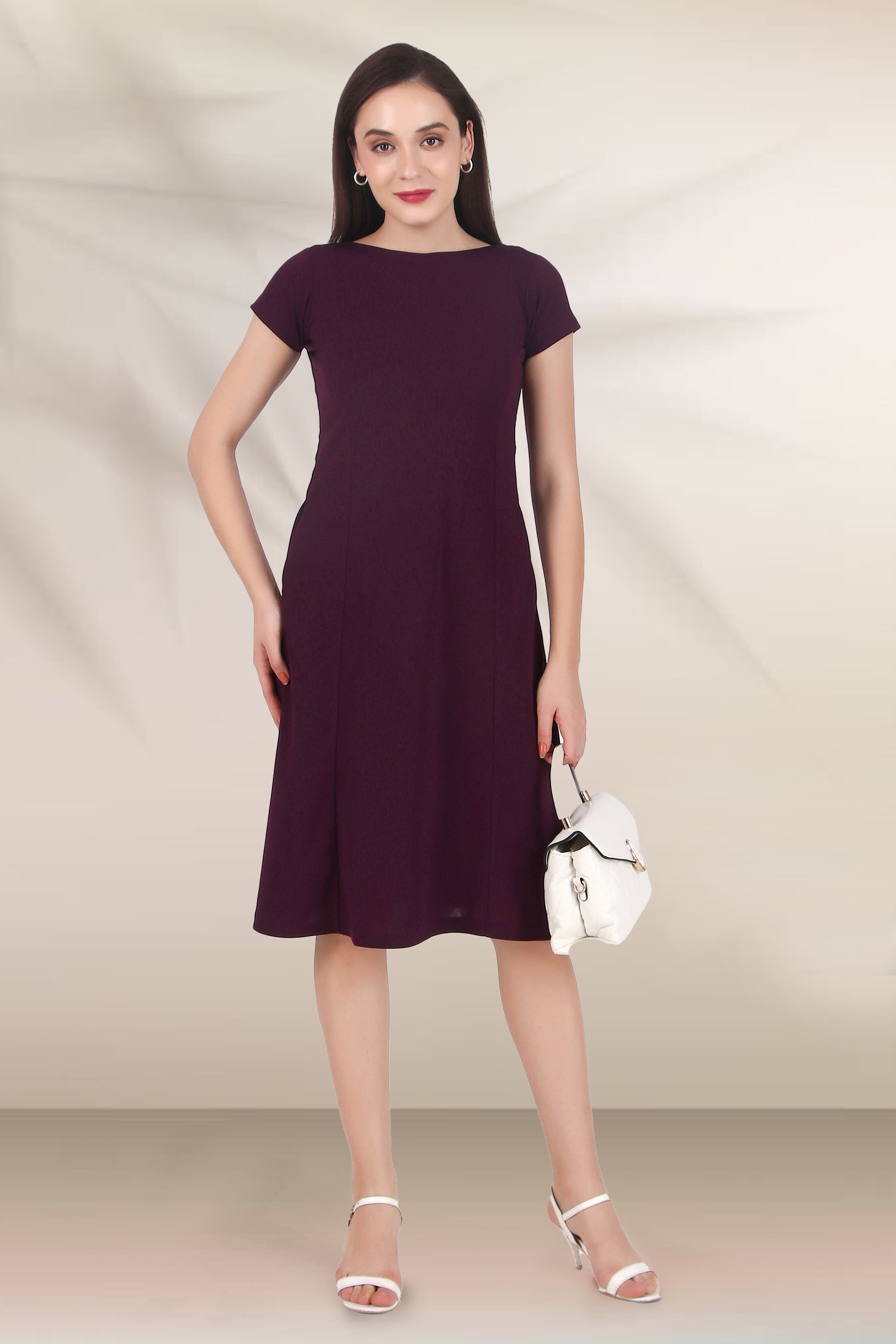 Classic Comfort A-line Dress, Plum – Charcoal Threads