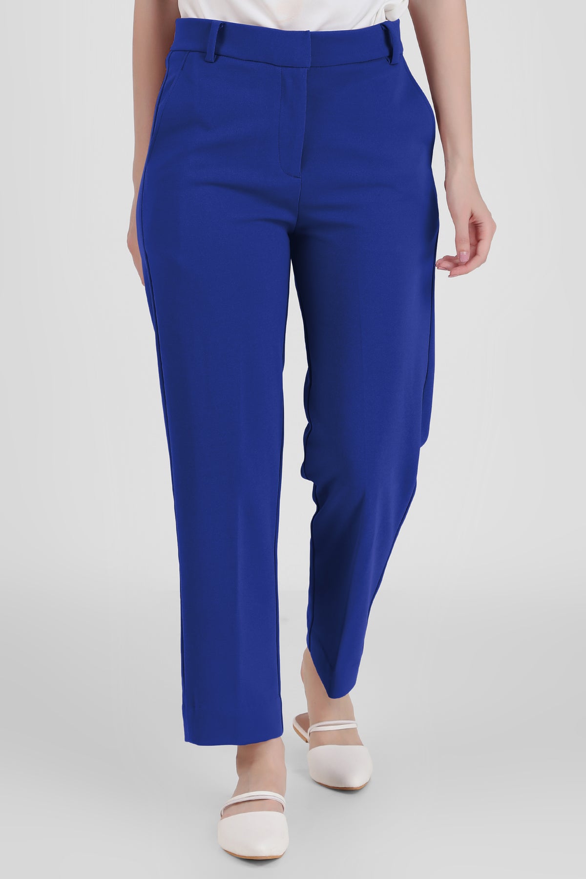 Straight Fit Formal Trousers, Blue