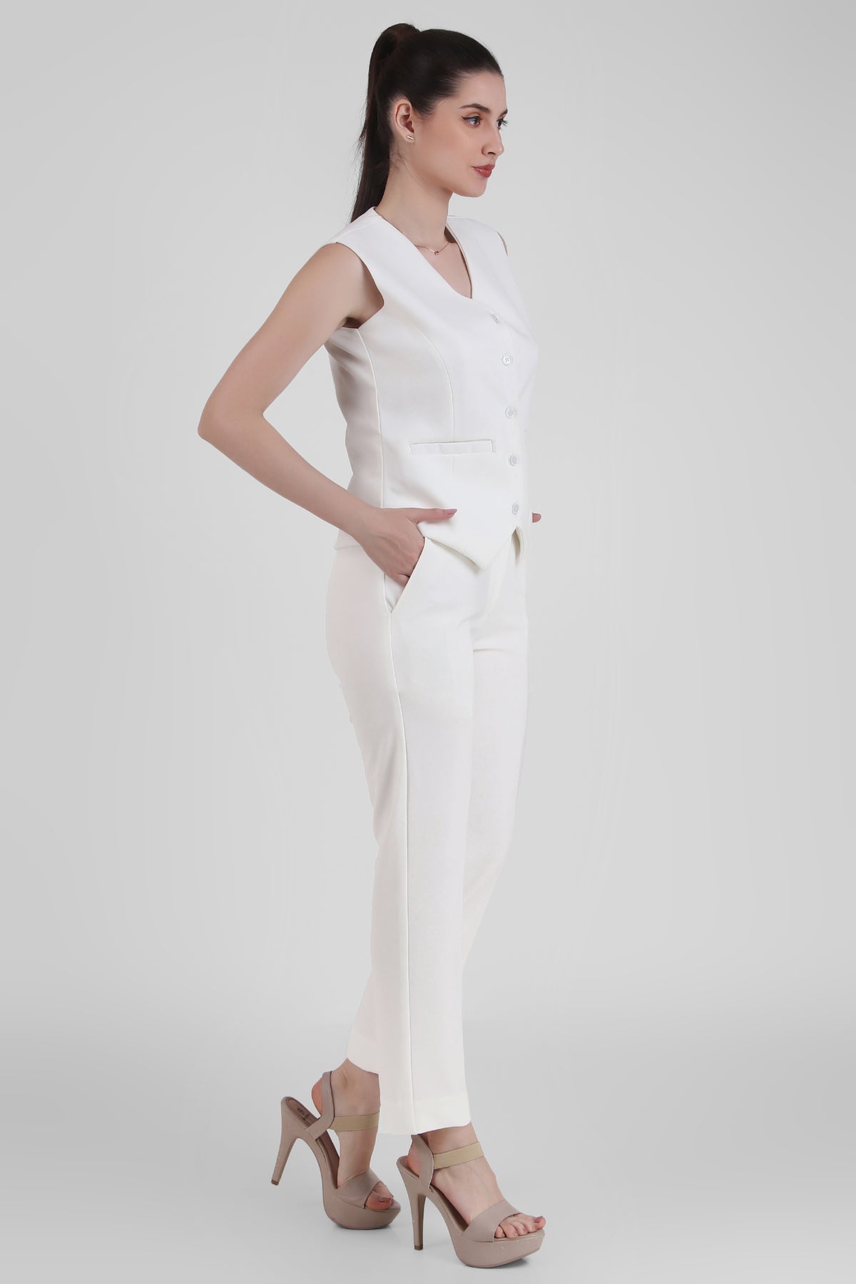 Waistcoat And Trousers Co-ord Set - Ivory