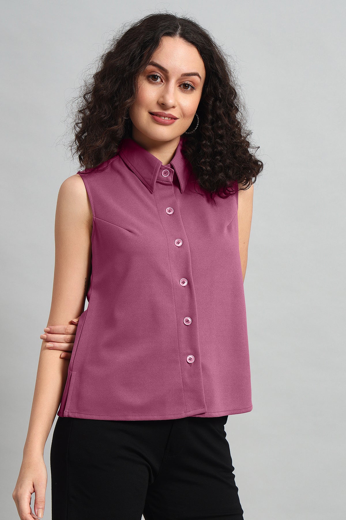 Allure A-Line Collar Top, Dusky Mauve