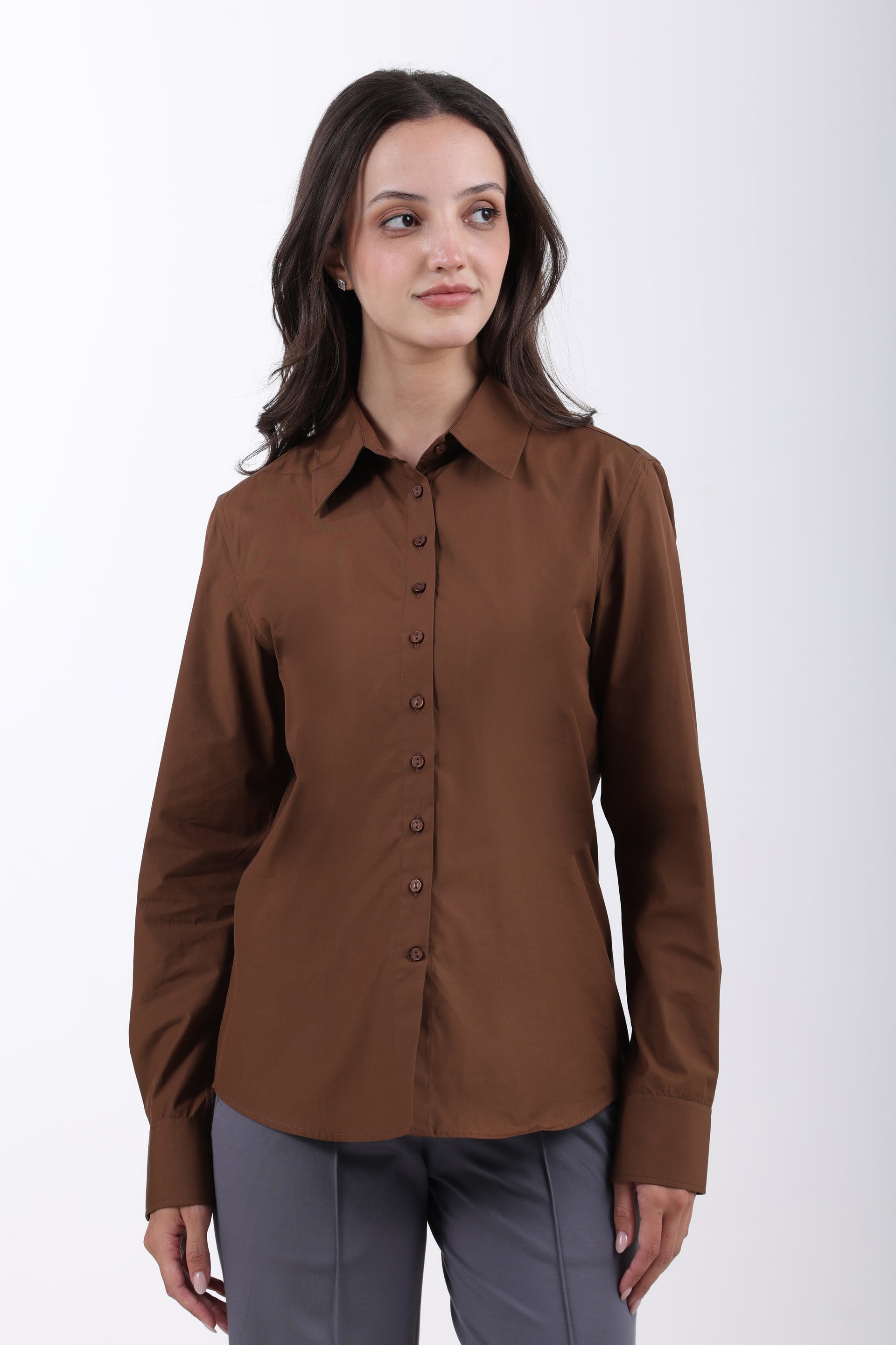 Signature 2-Ply Cotton Regular Fit Shirt – Brown
