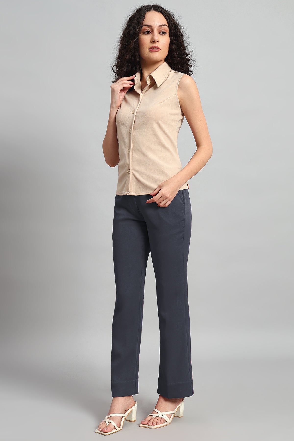 Flared Bootcut Trousers, Bluish Gray