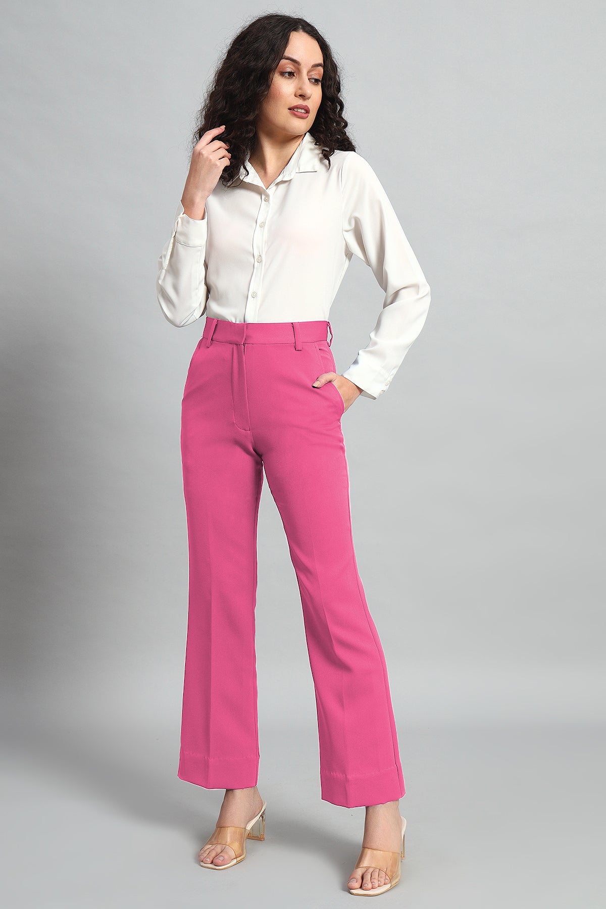 Flared Bootcut Trousers, Pink