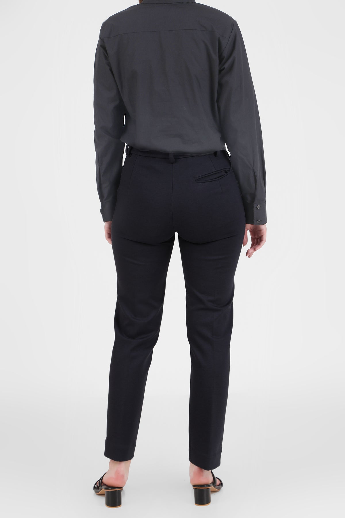 Tapered Fit Stretch Pants (High Rise), Black