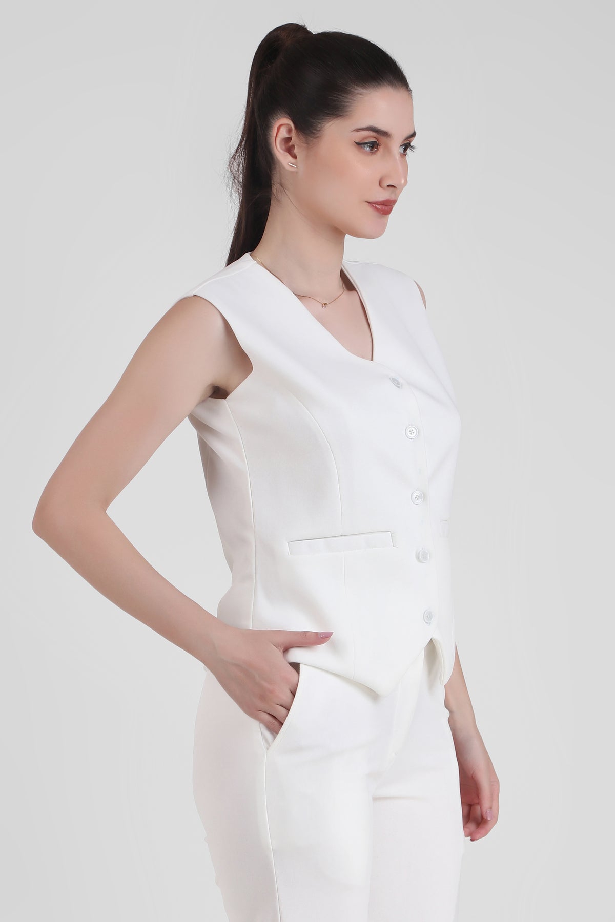 Waistcoat And Trousers Co-ord Set - Ivory