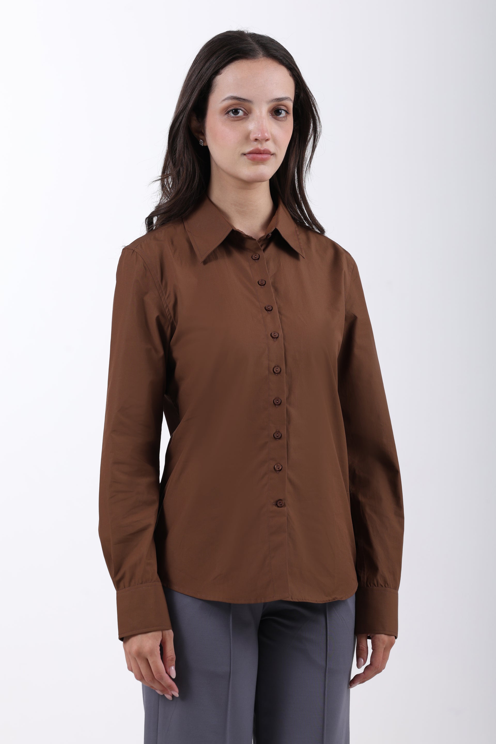 Signature 2-Ply Cotton Regular Fit Shirt – Brown