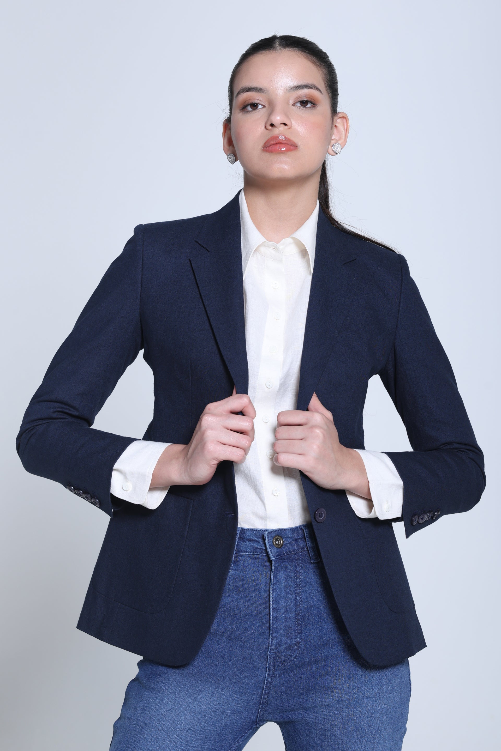 Classic Structure Belgian Linen Blazer – Midnight Navy