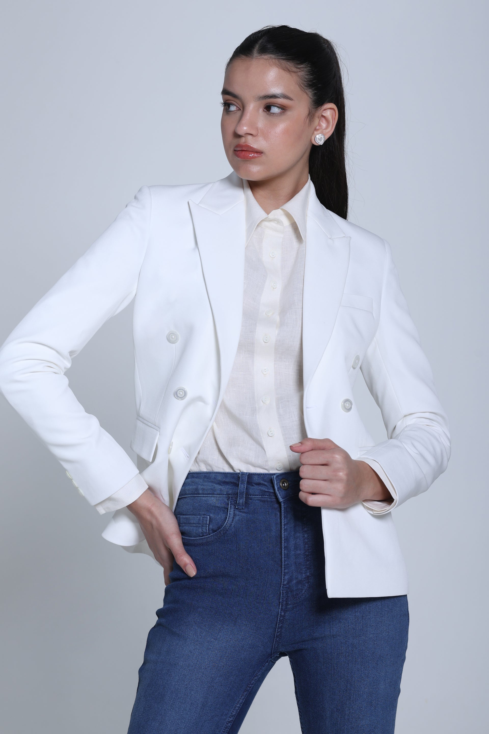 Limitless Command Double-Breasted Blazer – Off White