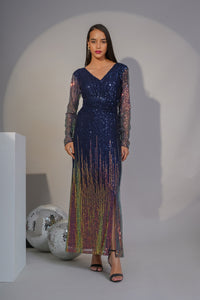 Twinkle Tales Wrap Sequin Dress – Blue