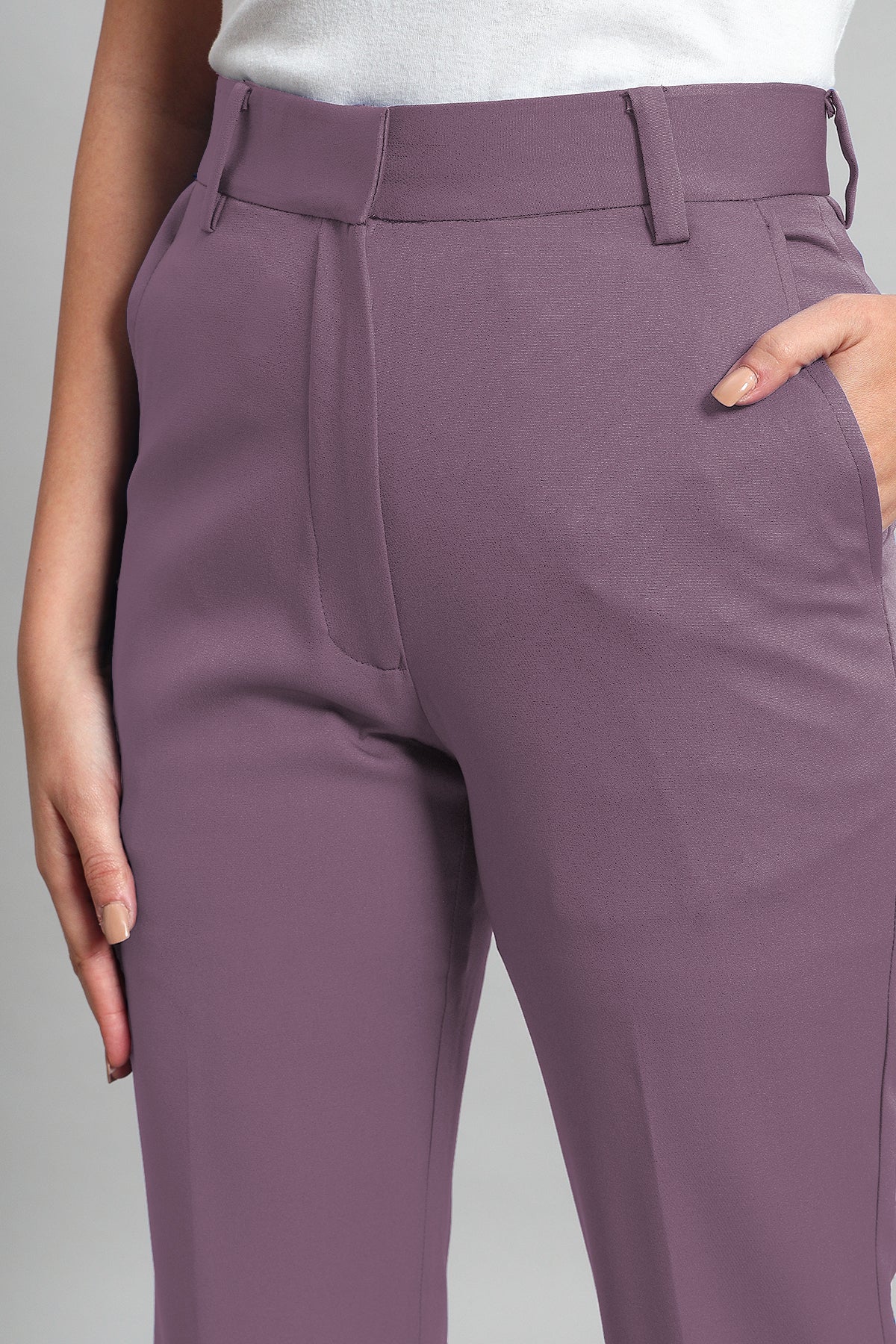 Flared Bootcut Trousers, Dusky Mauve