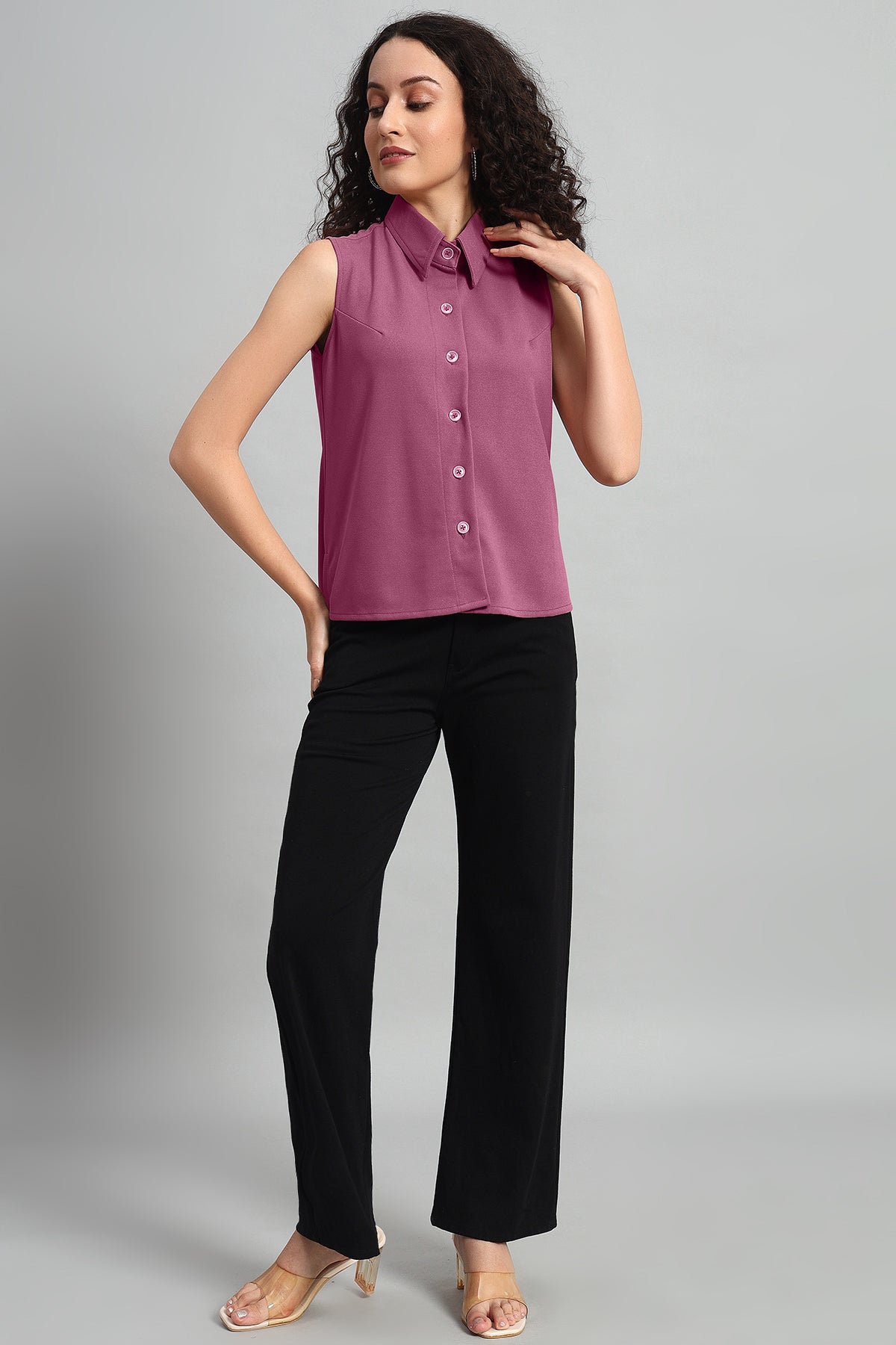 Allure A-Line Collar Top, Dusky Mauve