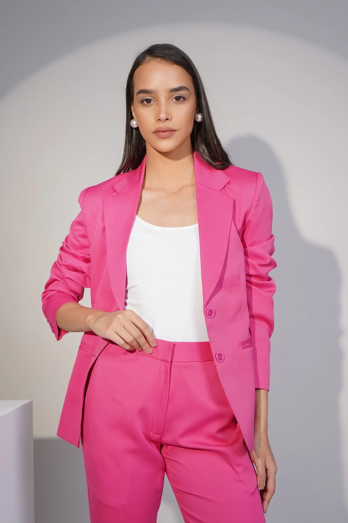 Eternal Office Blazer with Pants Power Suit, Fuchsia