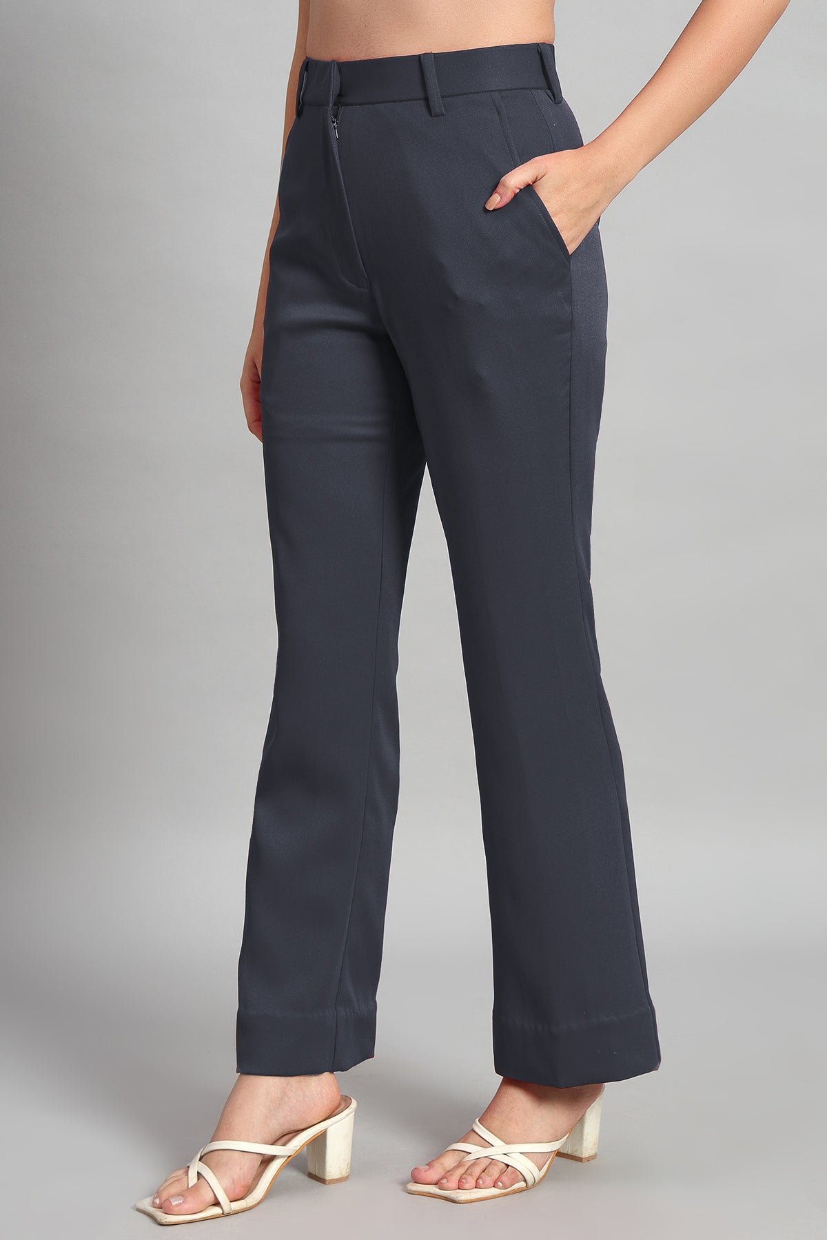 Flared Bootcut Trousers, Bluish Gray