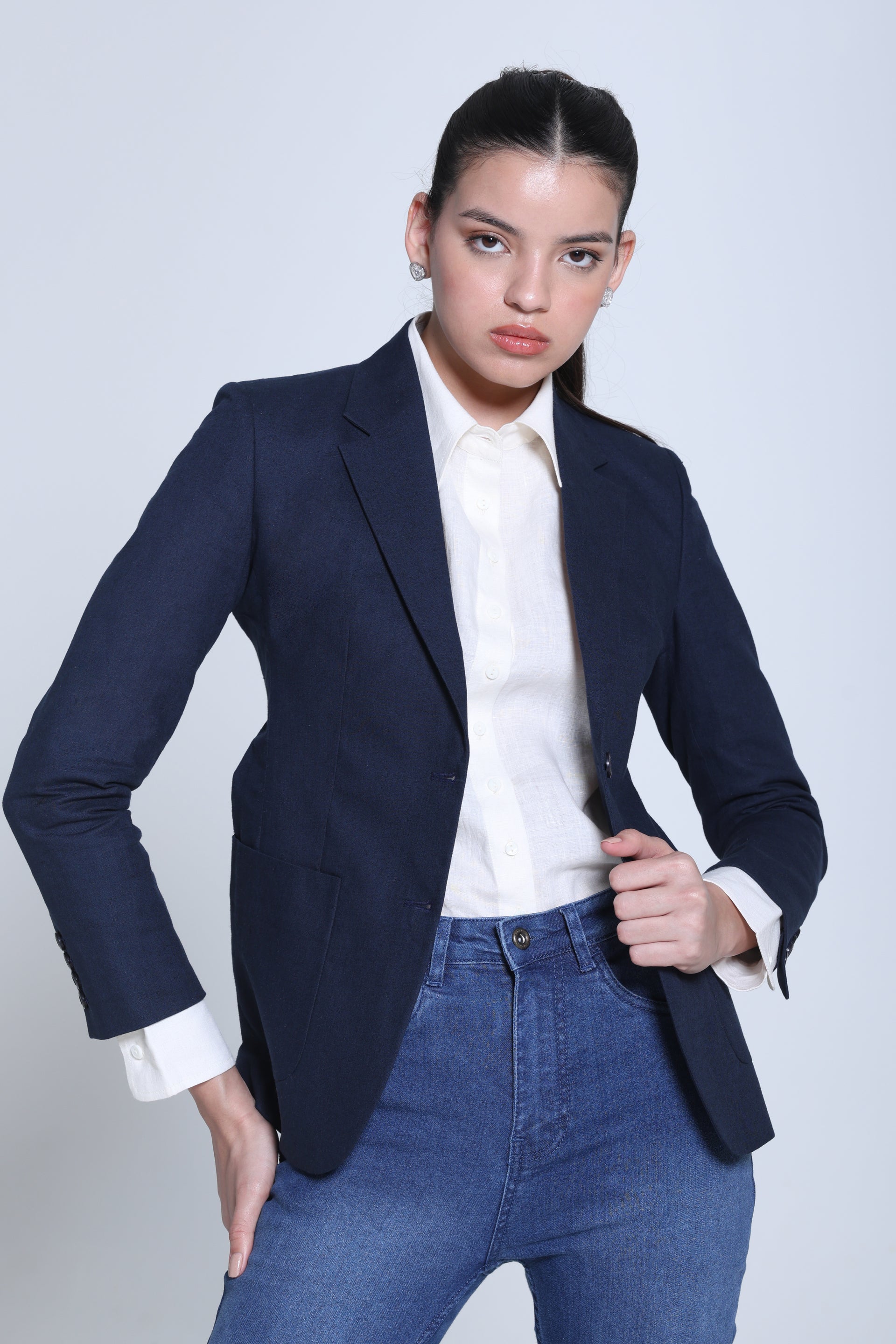 Classic Structure Belgian Linen Blazer – Midnight Navy