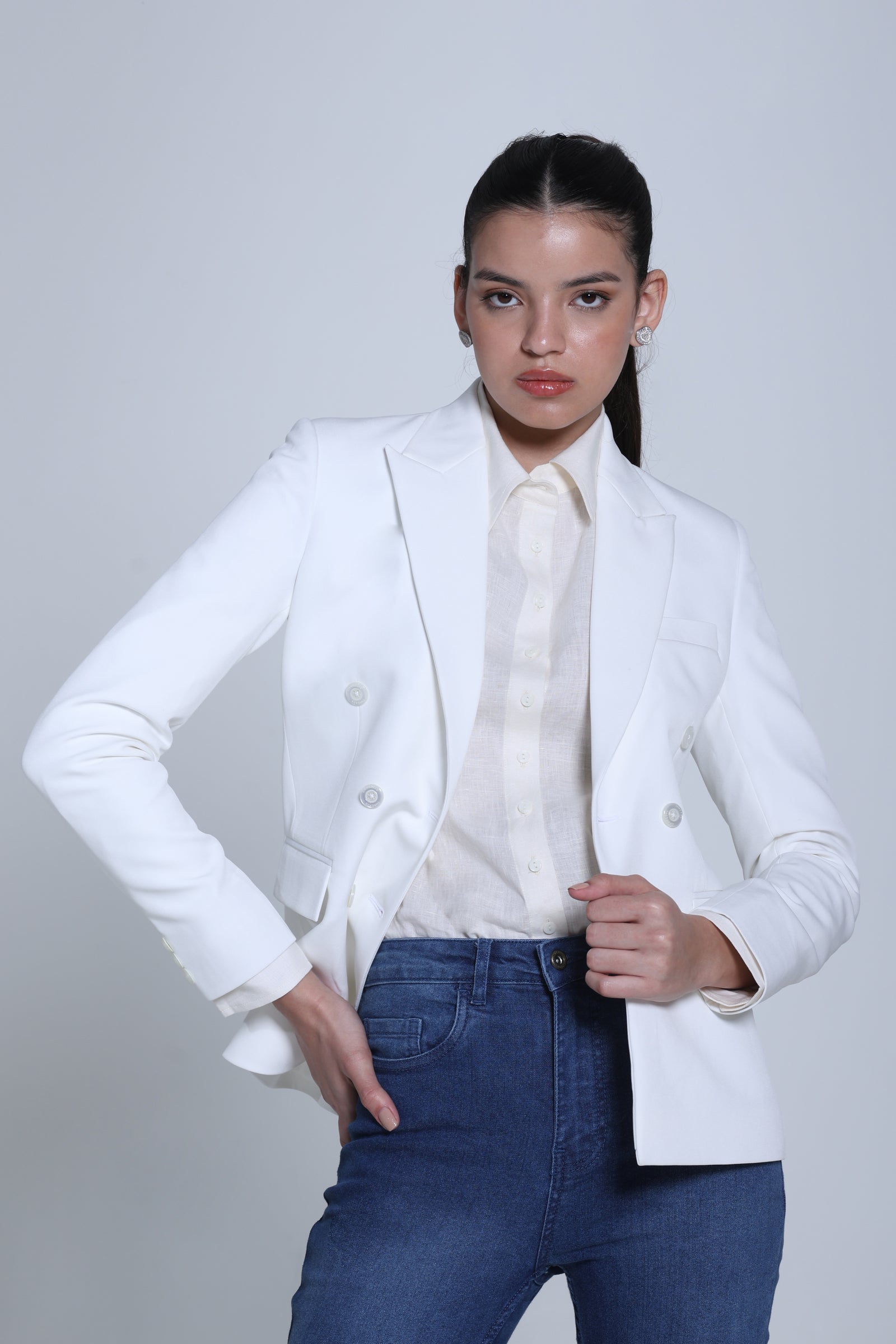 Limitless Command Double-Breasted Blazer – Off White
