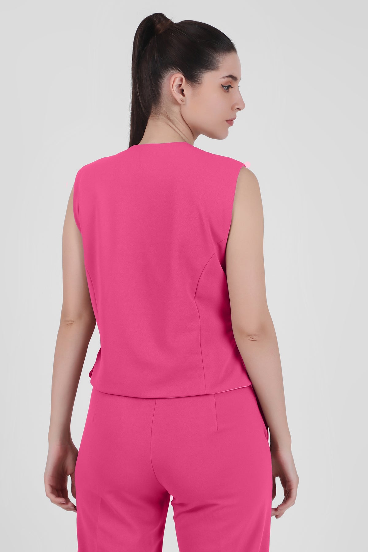 V Neck Tailored Waistcoat, Pink