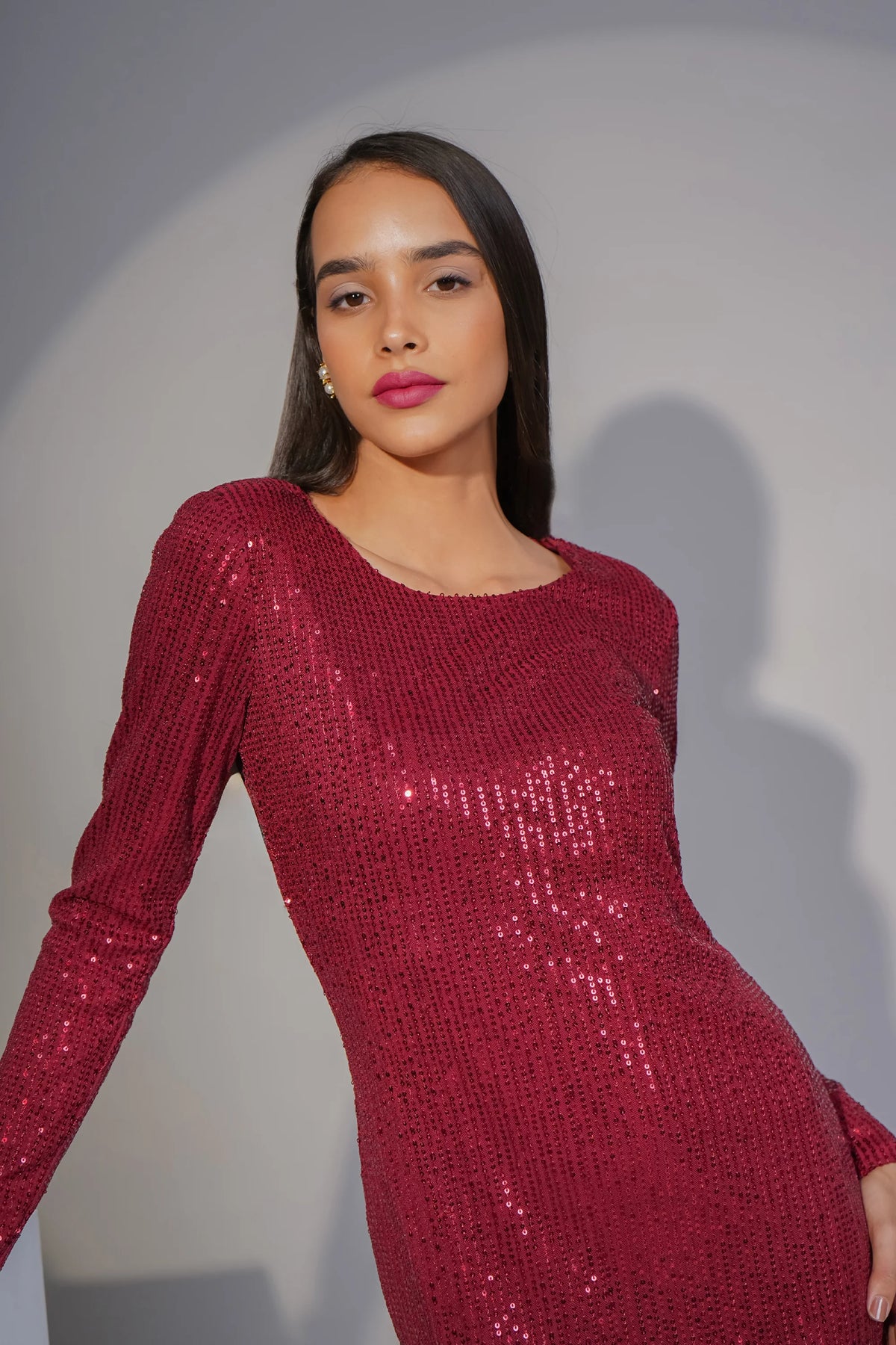 Gleam & Grace Sequin Dress, Wine