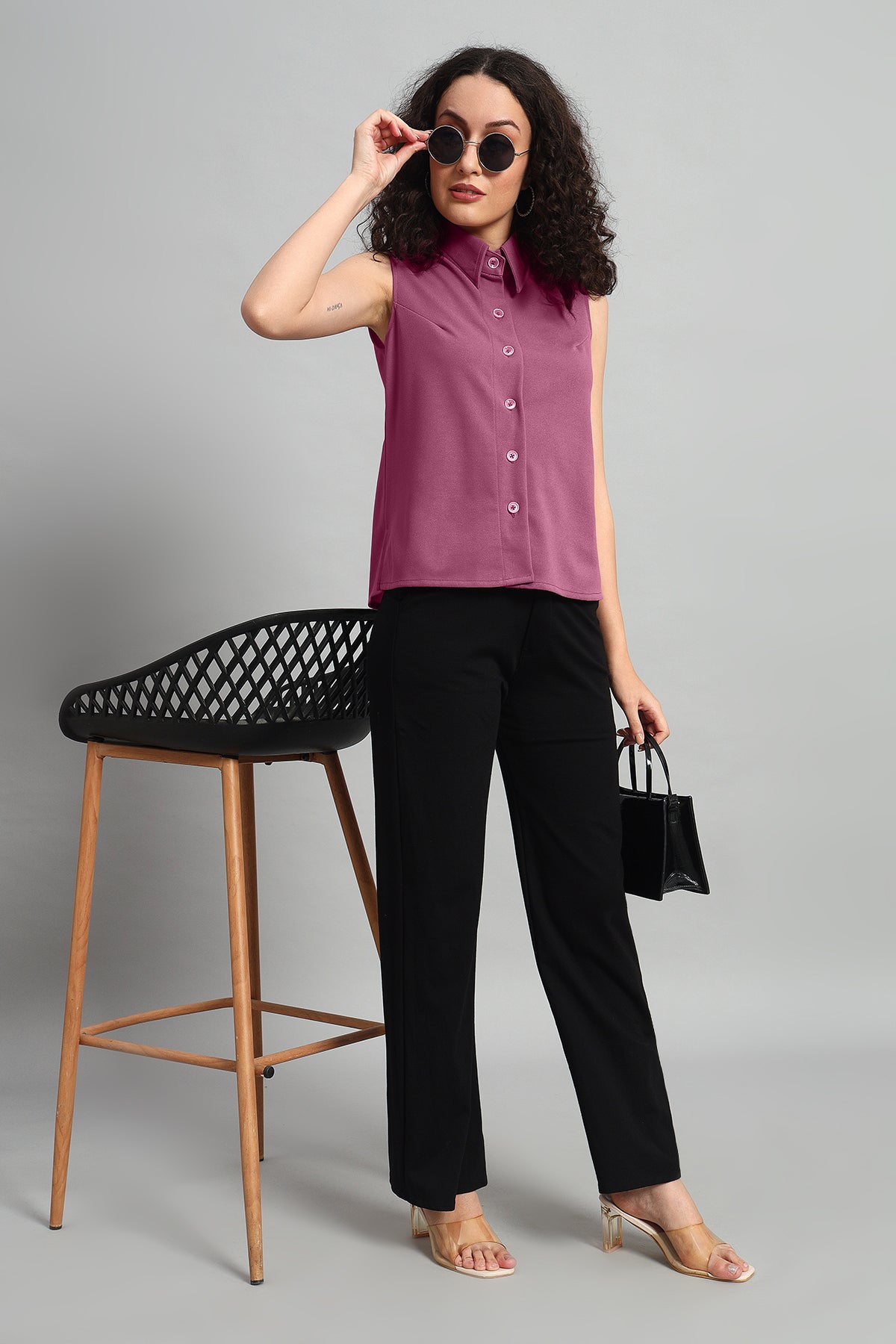 Allure A-Line Collar Top, Dusky Mauve