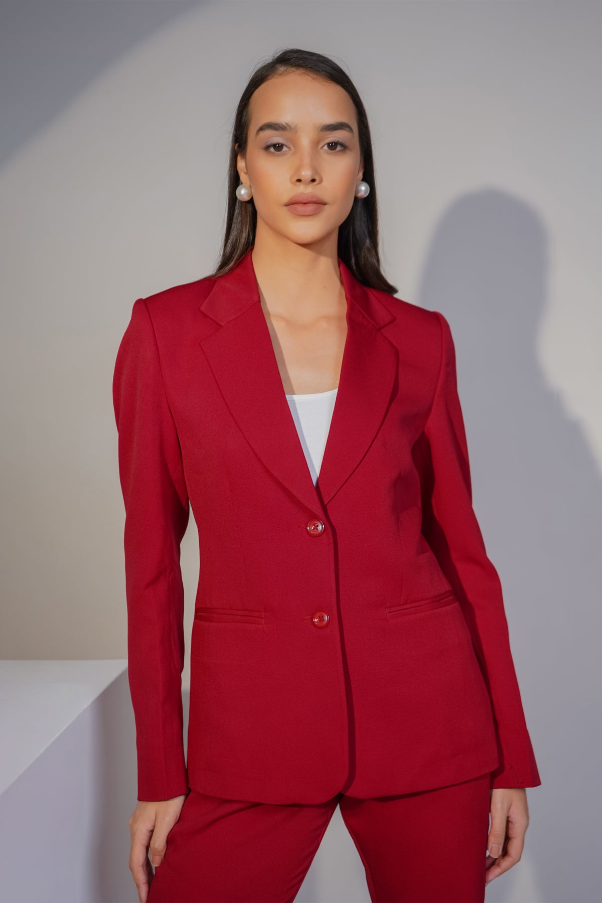 Eternal Office Blazer with Pants Power Suit, Red