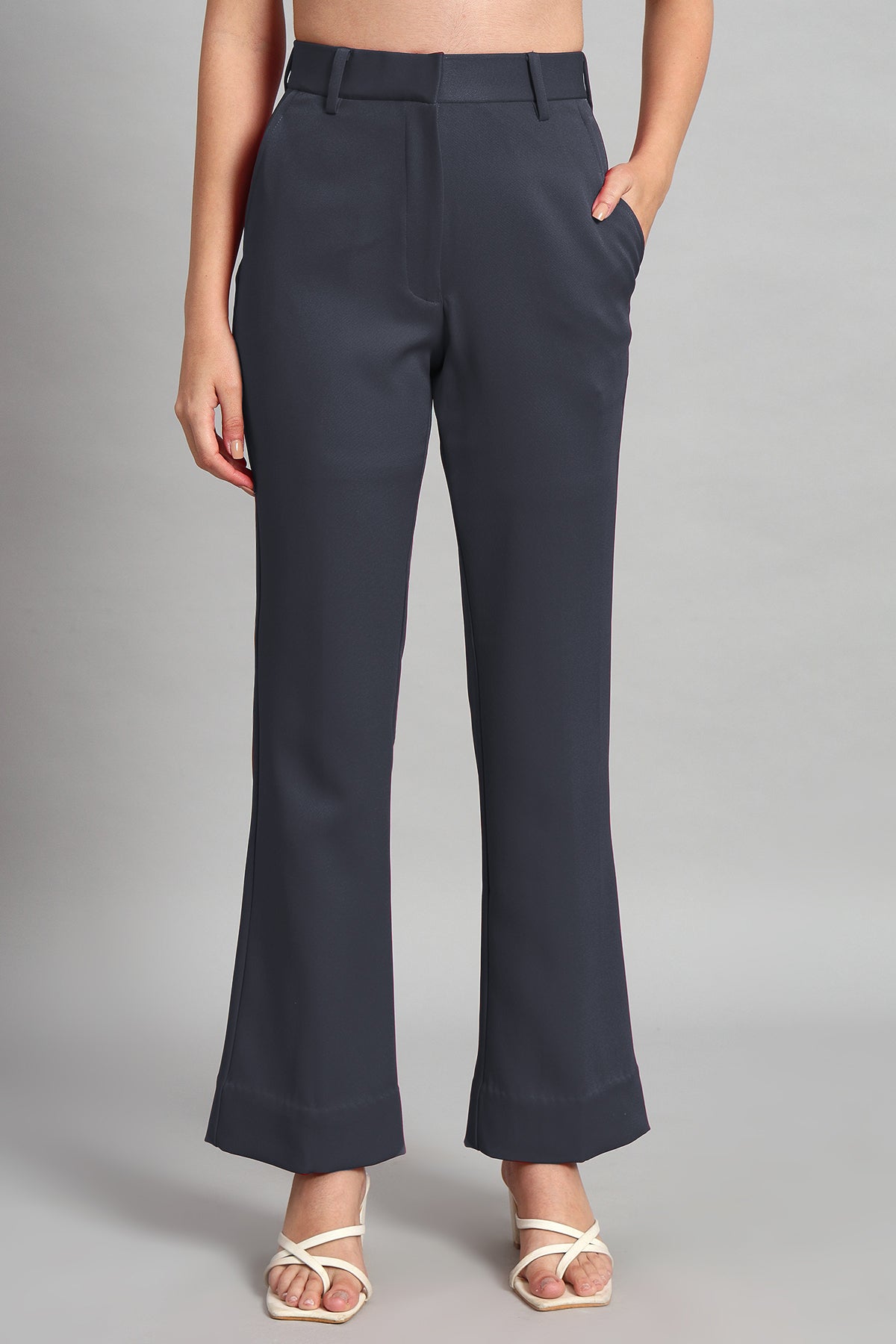 Flared Bootcut Trousers, Bluish Gray