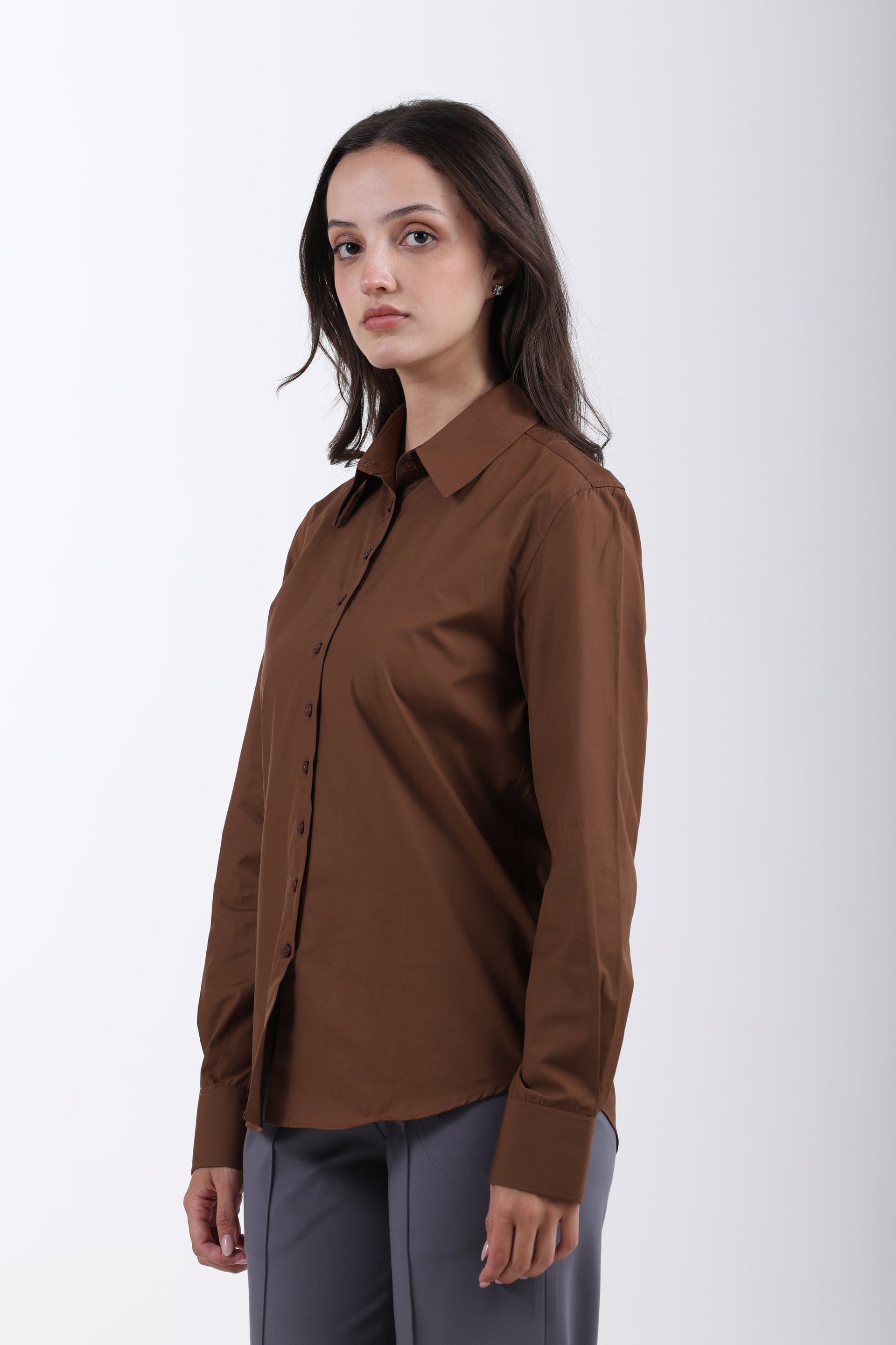 Signature 2-Ply Cotton Regular Fit Shirt – Brown