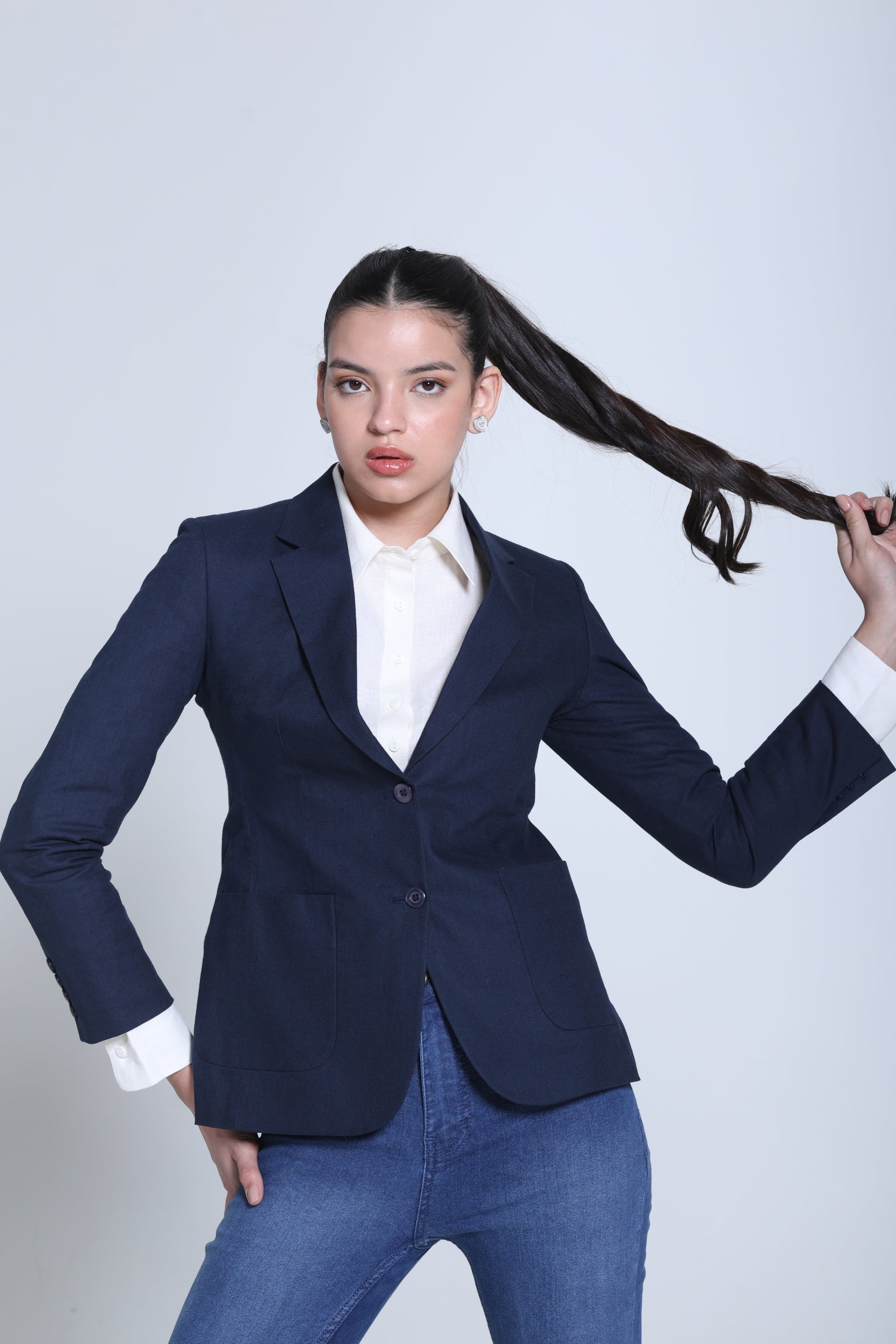 Classic Structure Belgian Linen Blazer – Midnight Navy