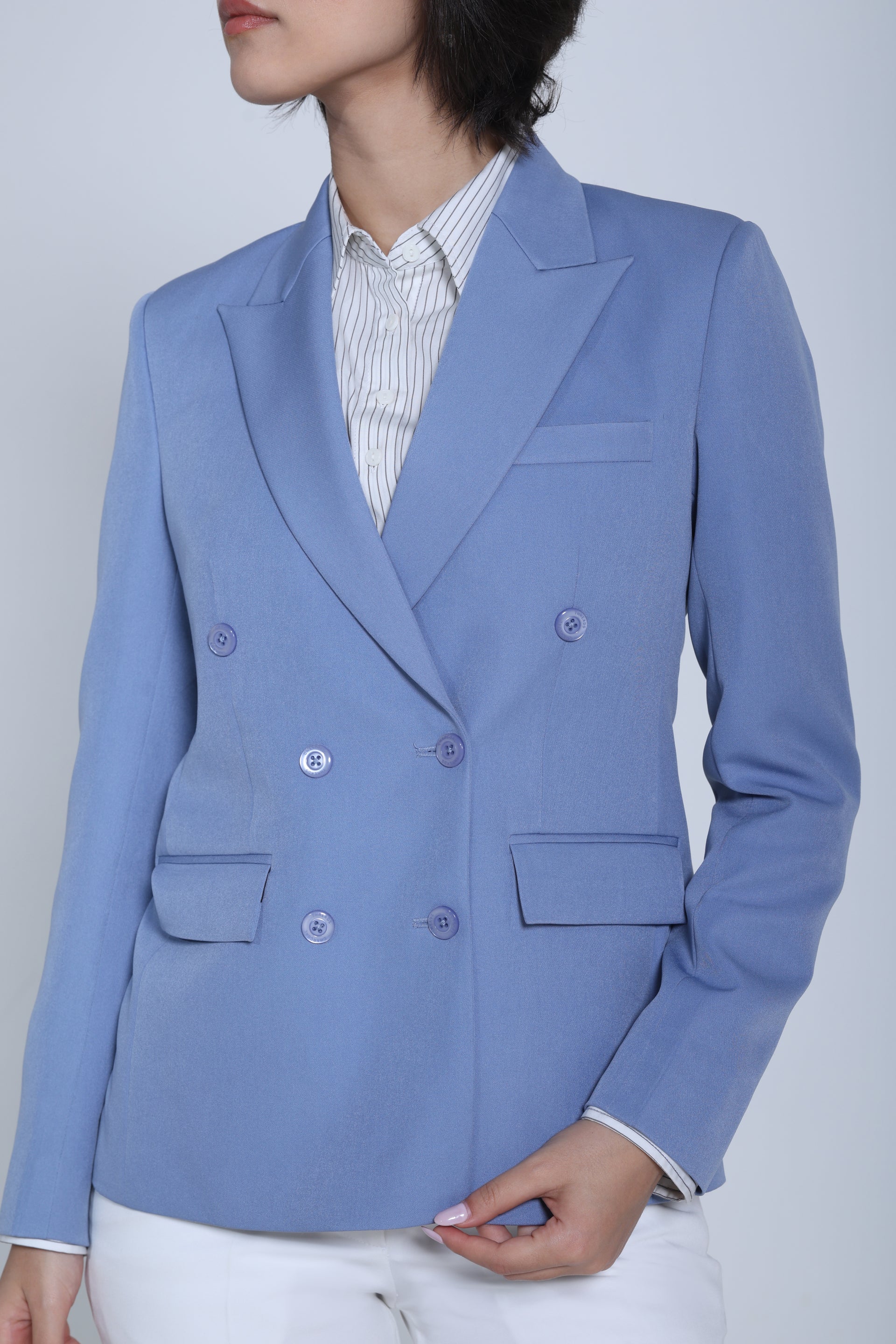 Limitless Command Double-Breasted Blazer – Denim Blue
