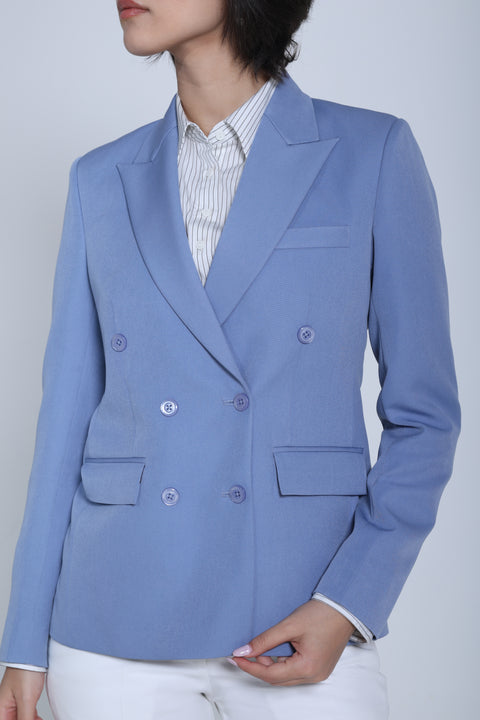 Limitless Command Double-Breasted Blazer – Denim Blue